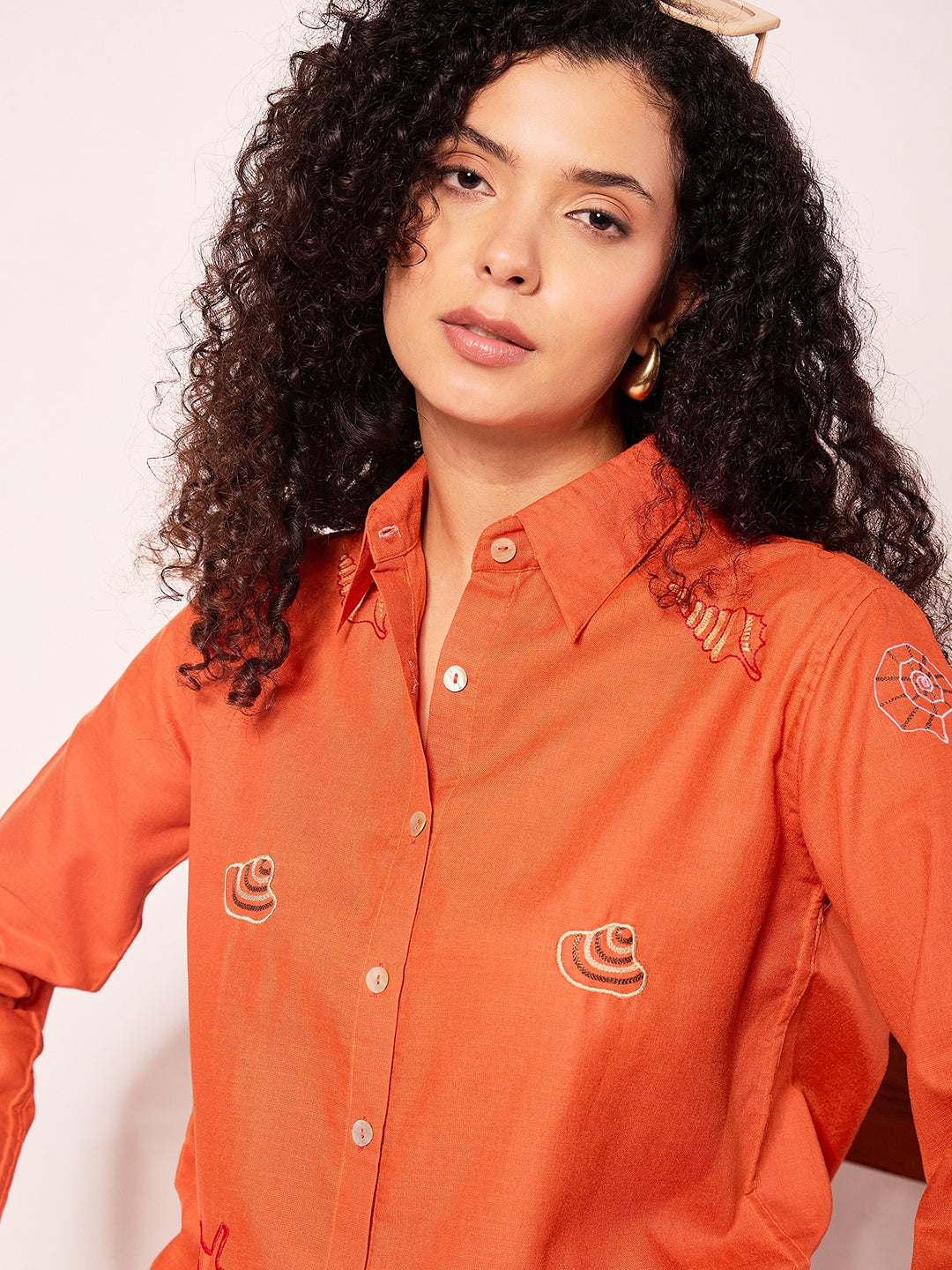 All Over Embroidered Linen Shirt