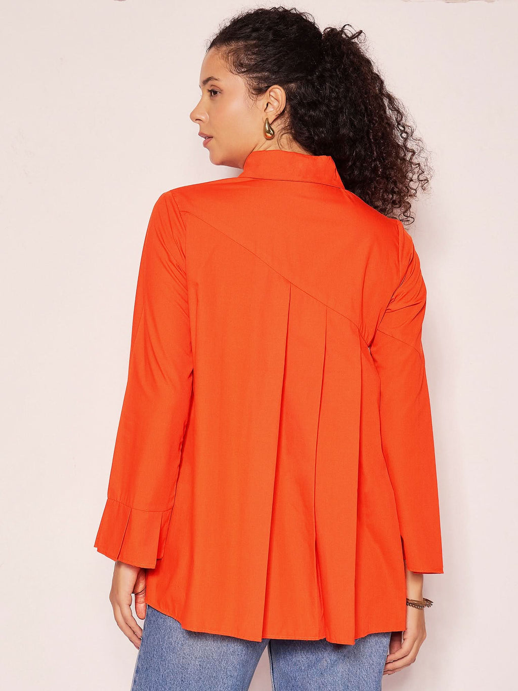 Asymmetric Pleated Cotton Shirt