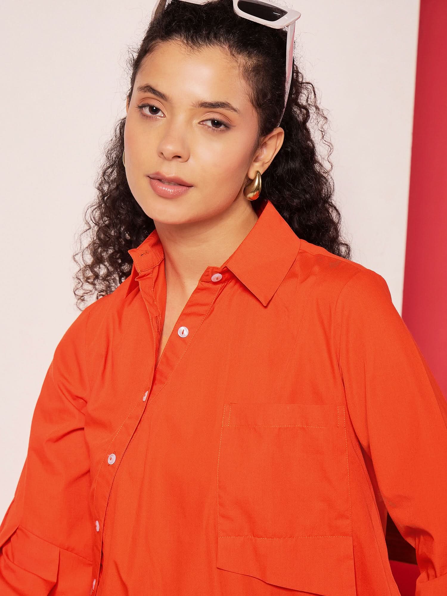Asymmetric Pleated Cotton Shirt