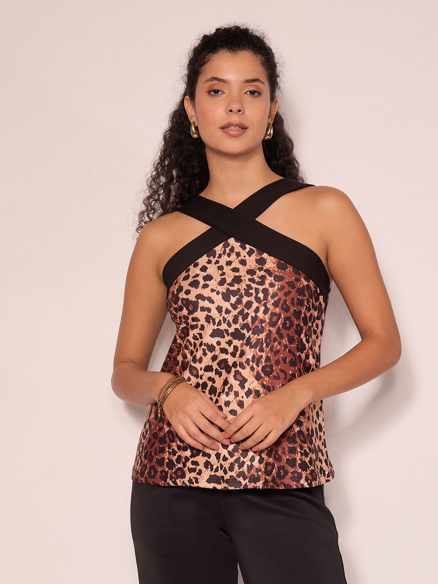 Stretchable Criss Cross Cutout Top