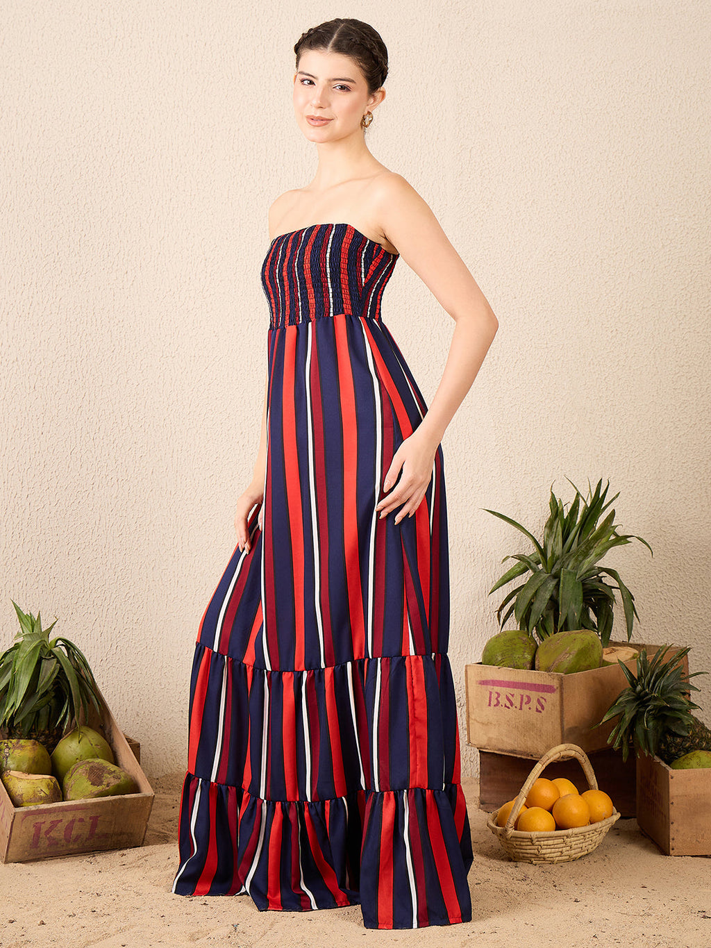 Strapless Smocked Maxi Dress