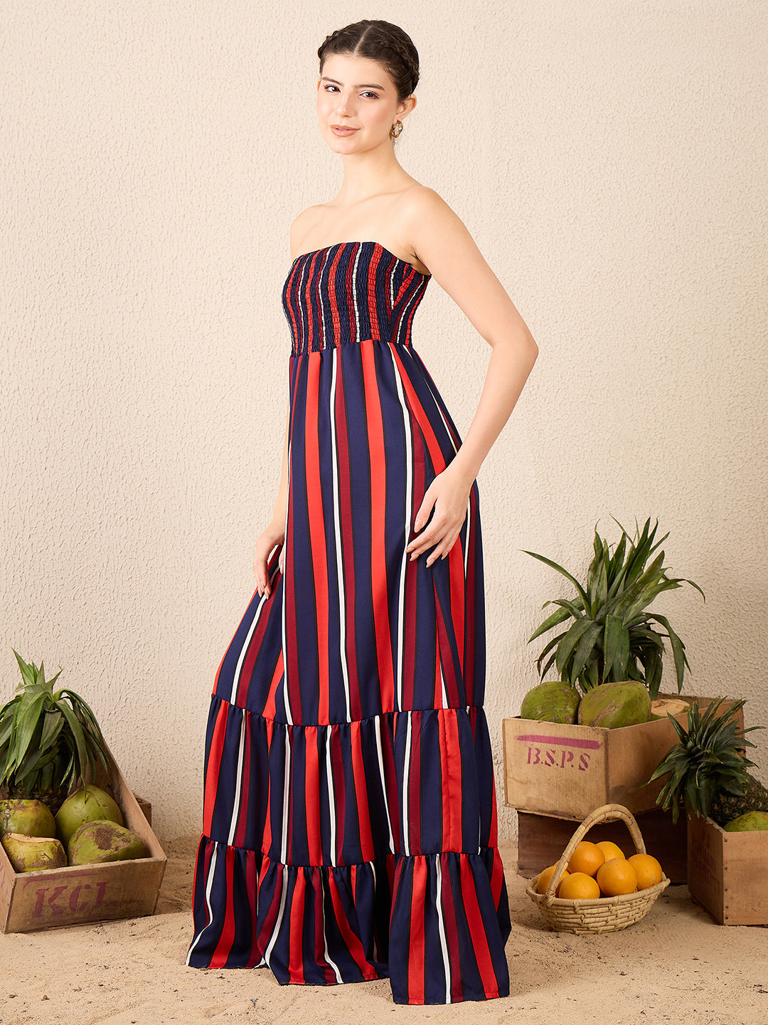 Strapless Smocked Maxi Dress