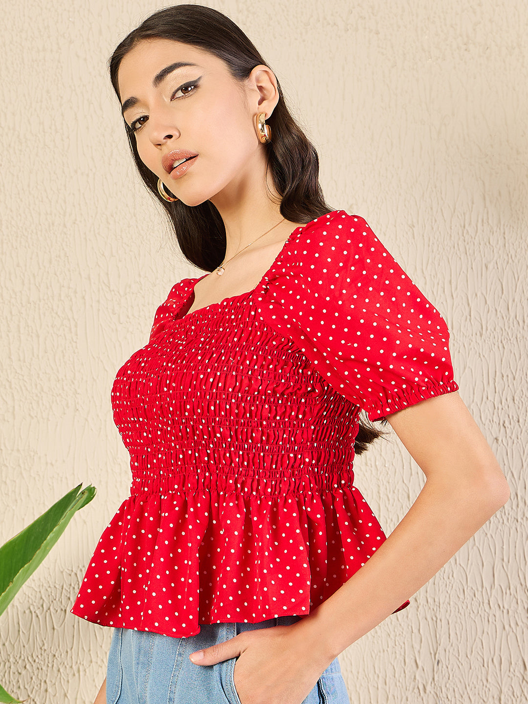 Smocked Peplum Top