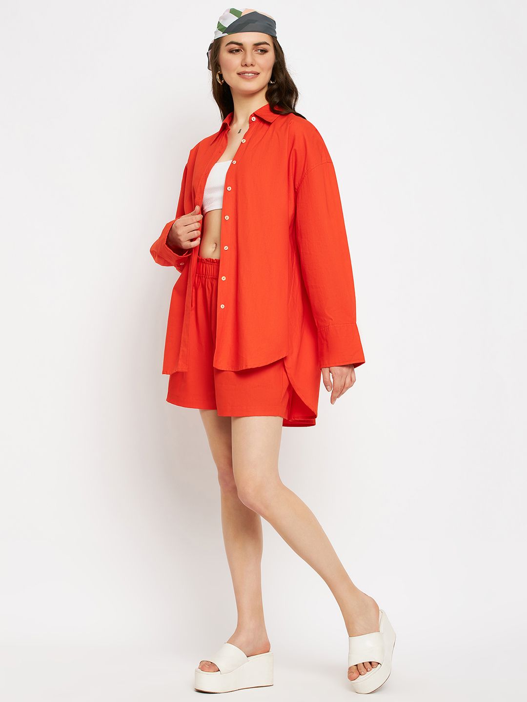 Cotton Two Piece Shorts and Shirt Set