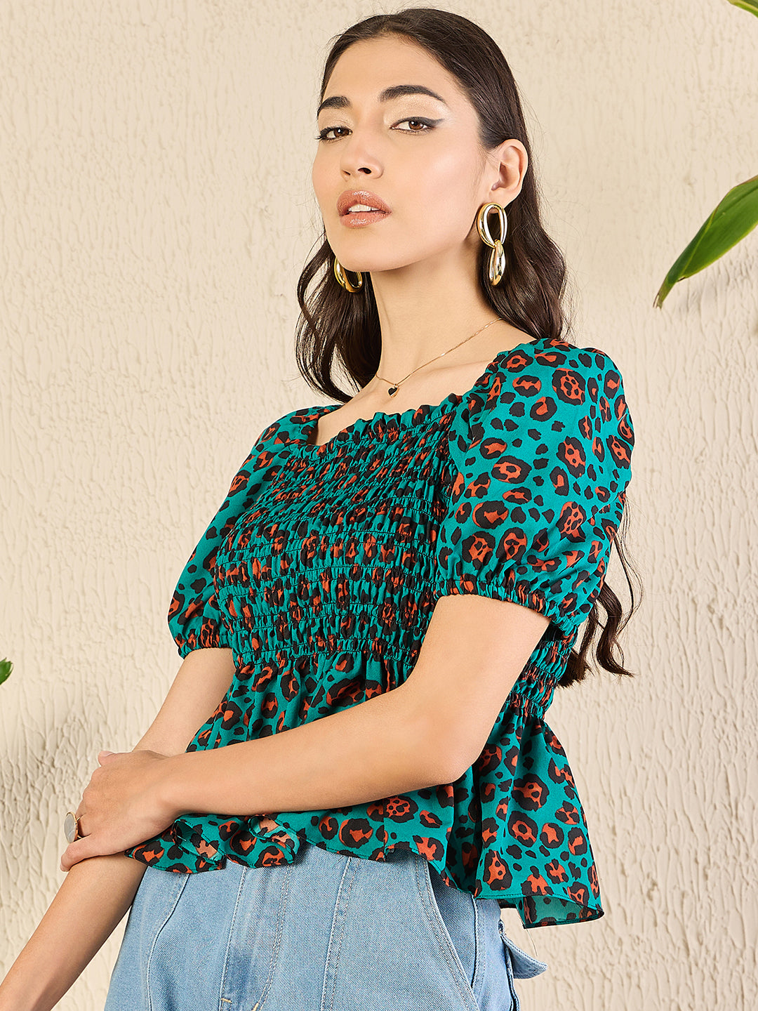 Smocked Peplum Top
