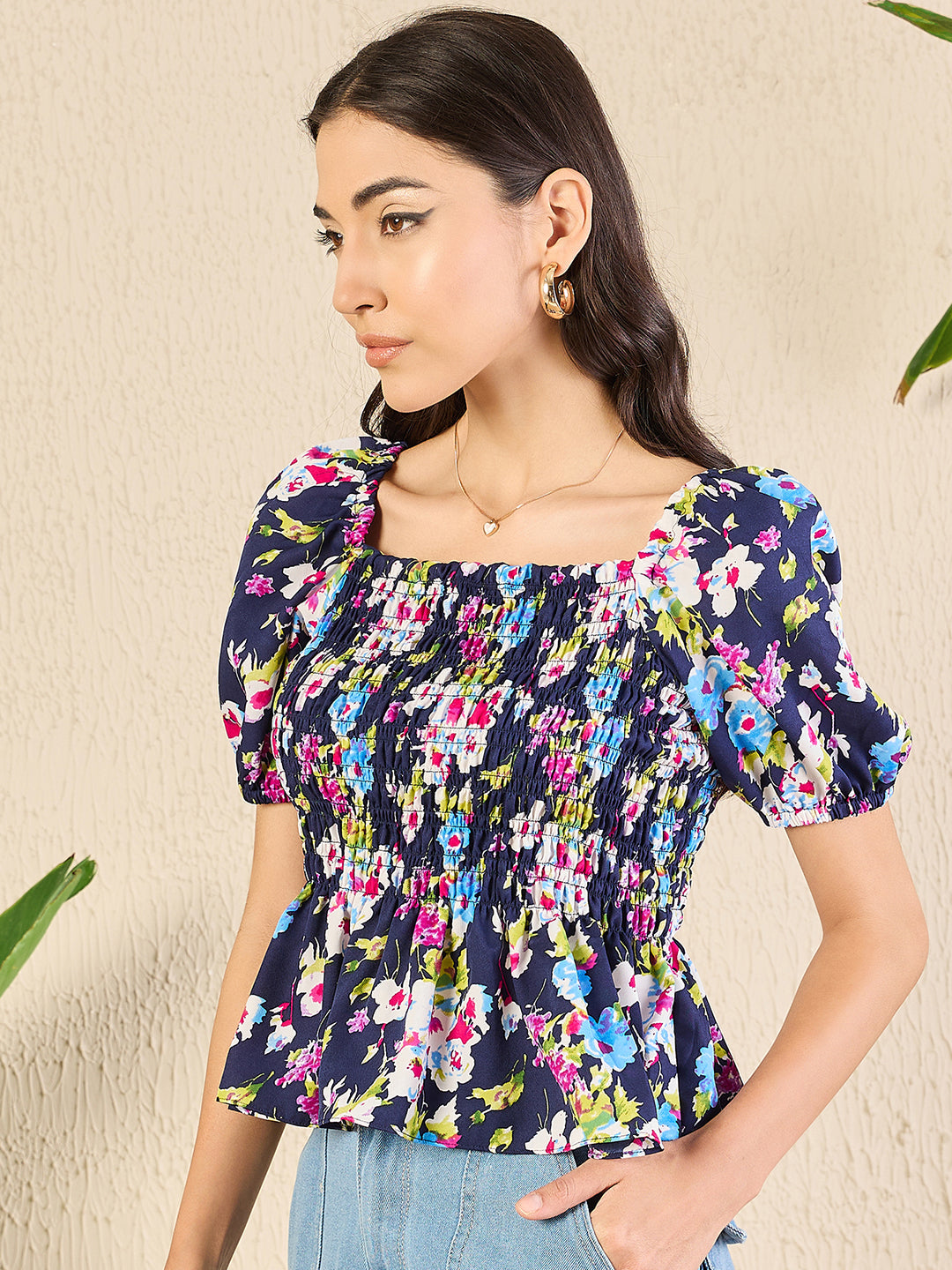 Smocked Peplum Top