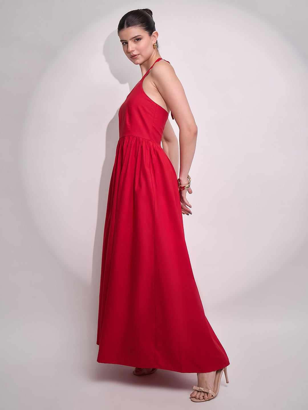 Halter Neck Cotton Maxi Dress