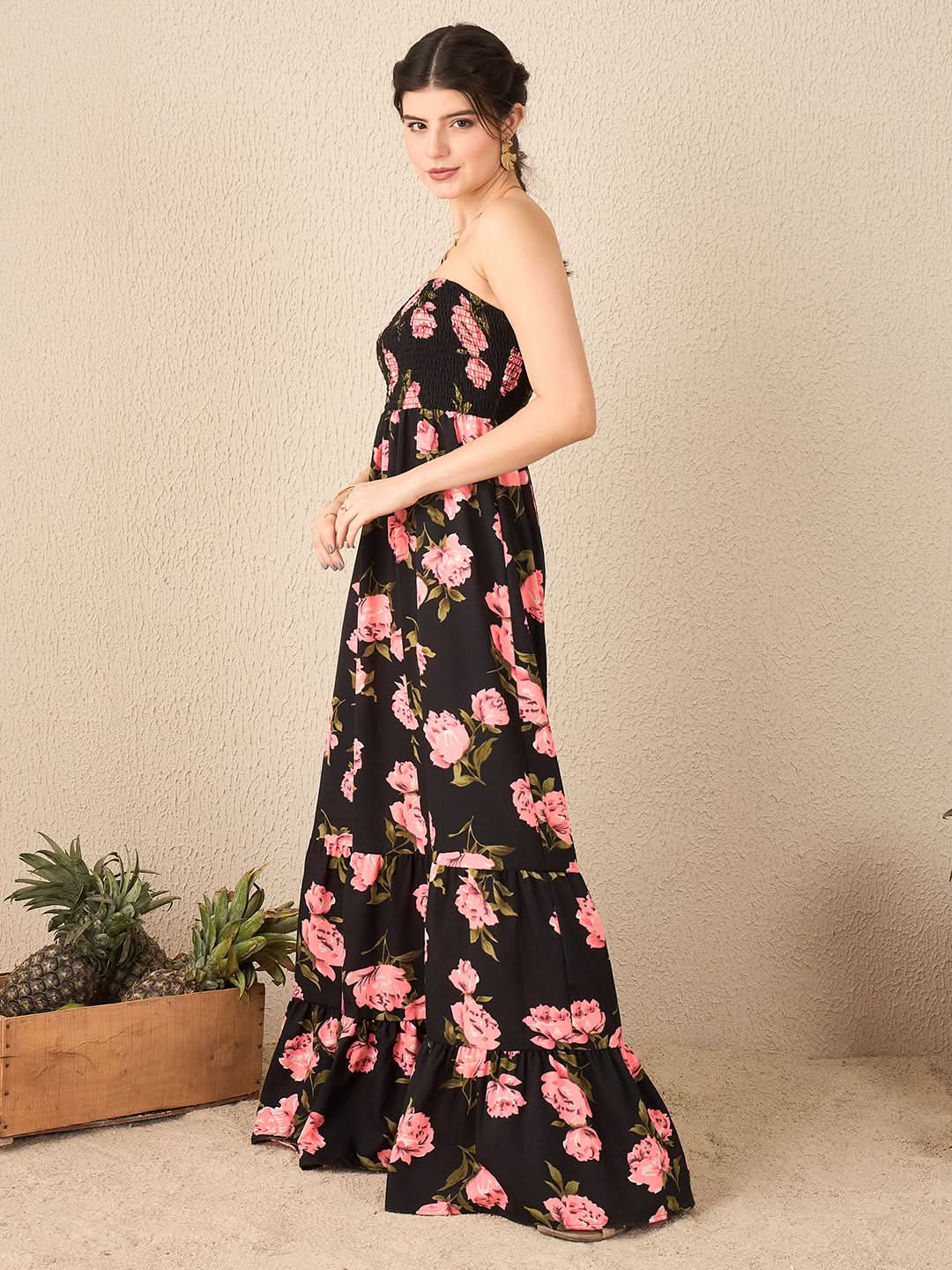 Strapless Smocked Maxi Dress