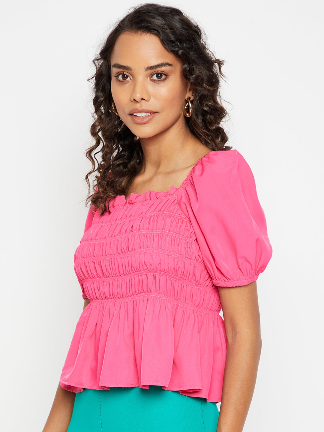 Smocked Peplum Top