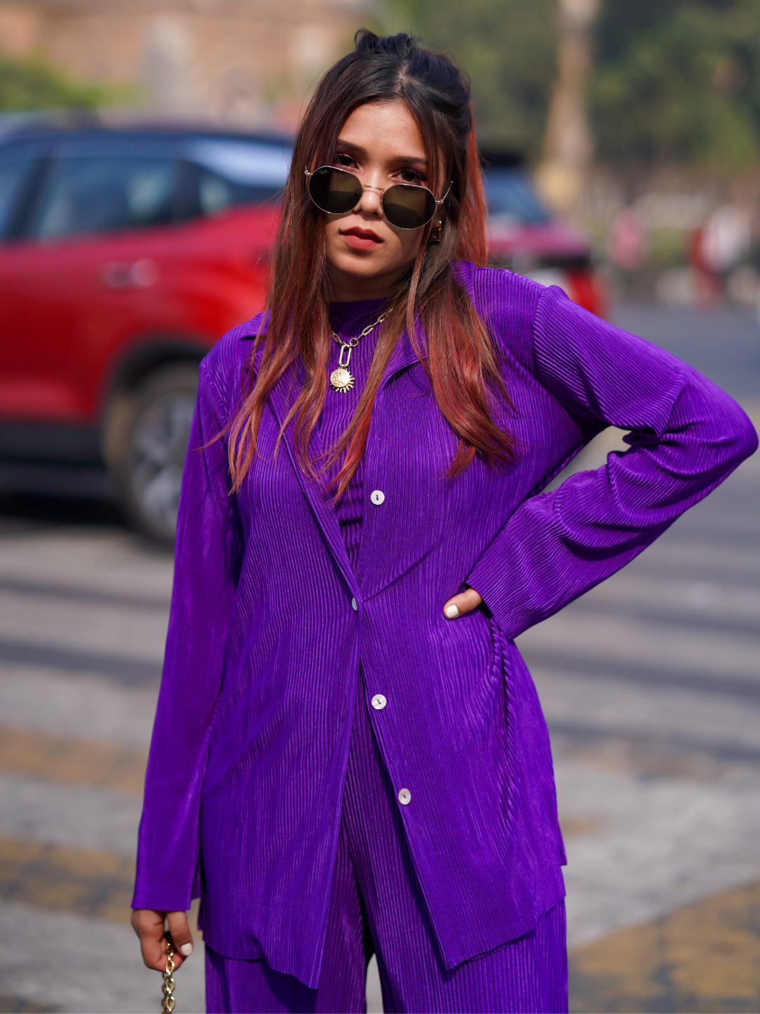 On the Go Two Piece Pleated Shirt & Pants Co-ord set