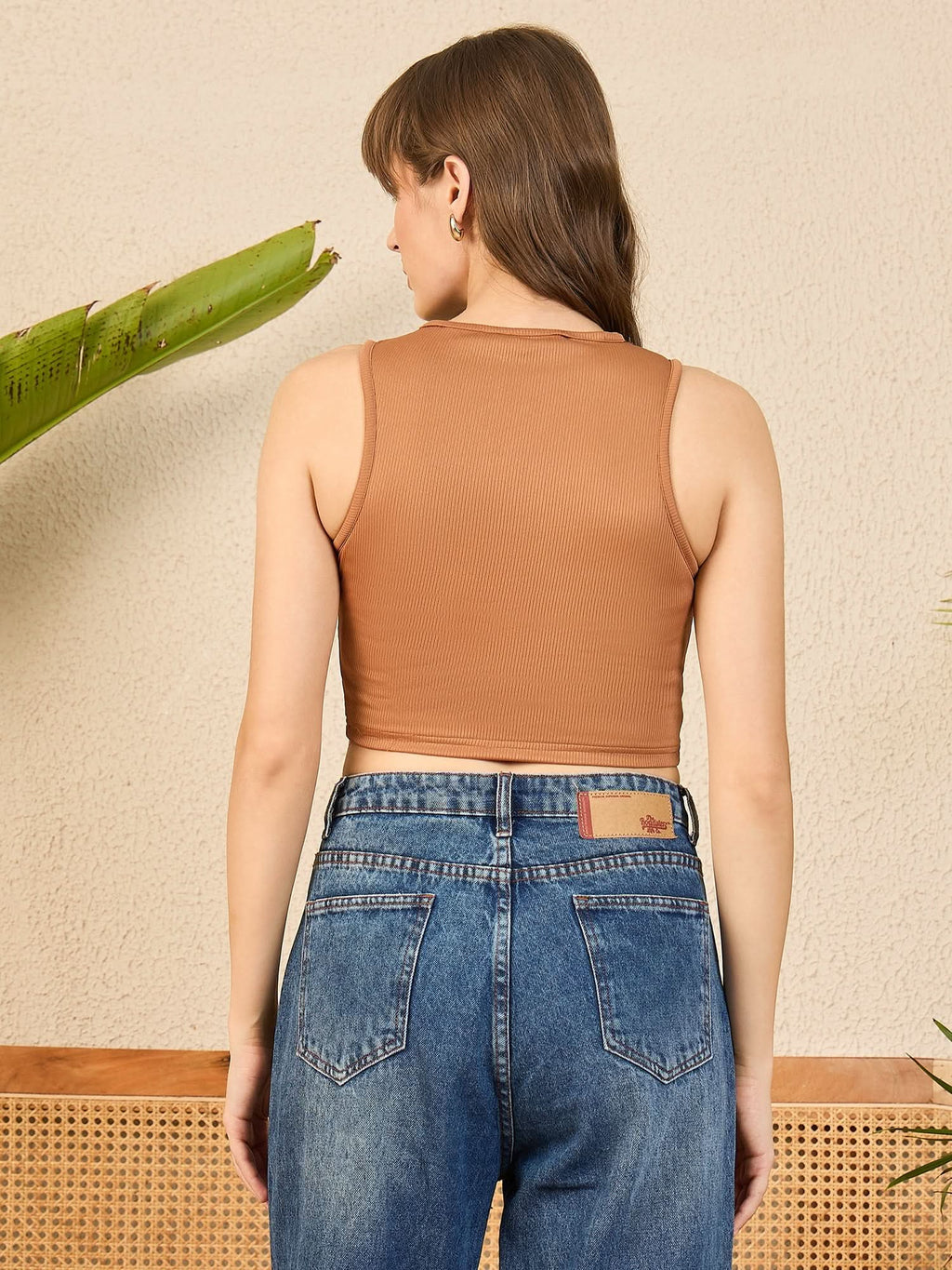 Stretchable Dual Color Cutout Ribbed Top