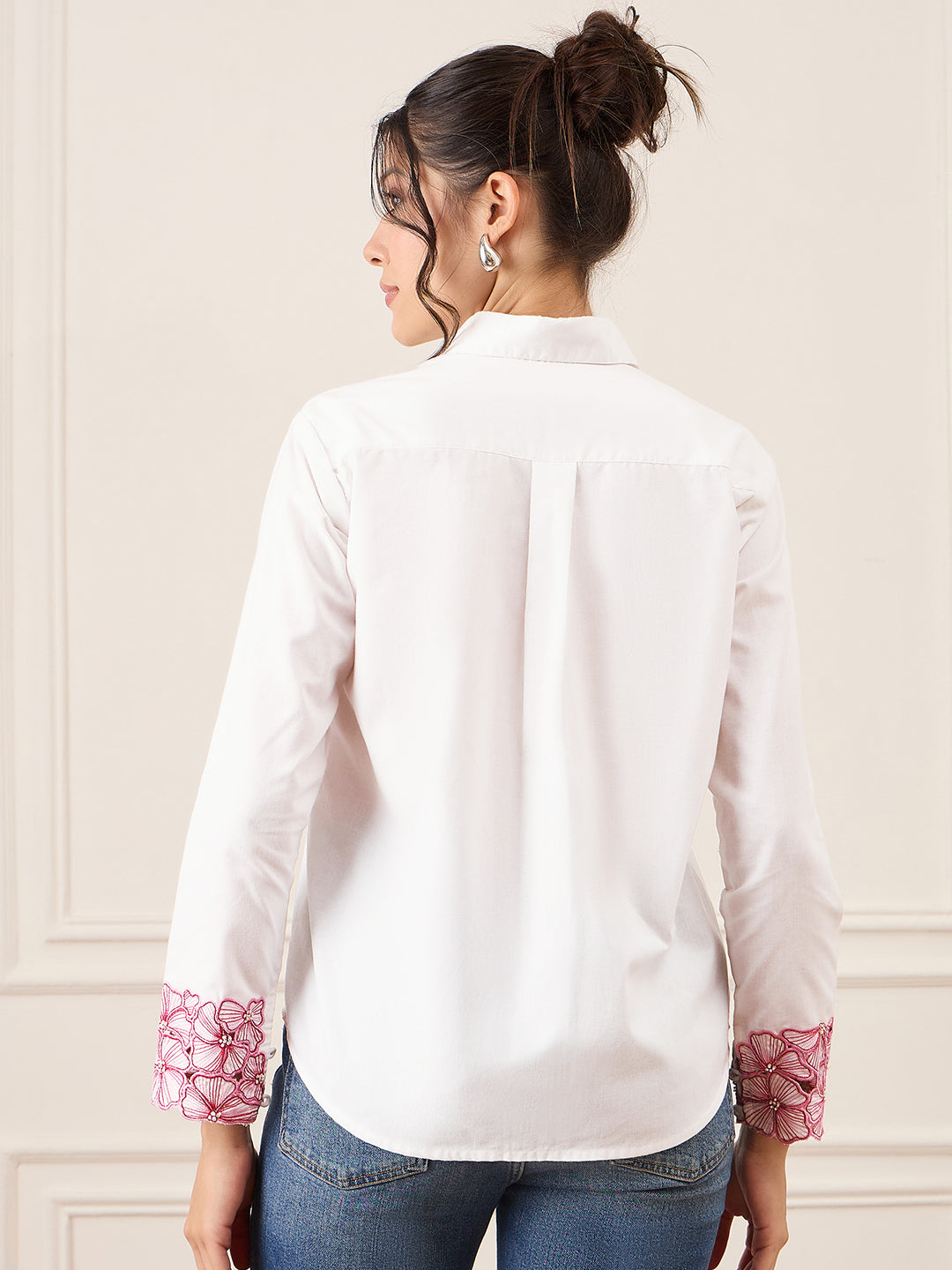 Floral Embroidered Full Sleeve Cotton Shirt