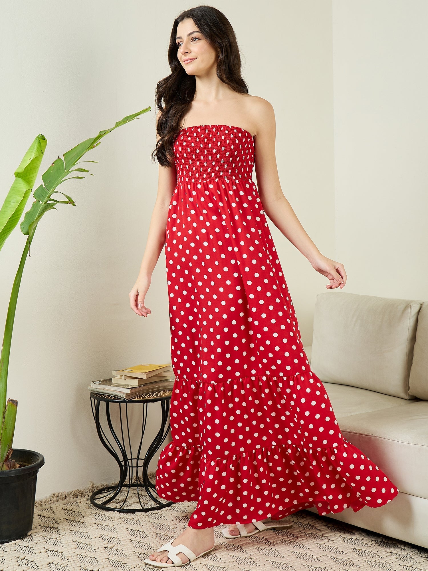 Strapless Smocked Maxi Dress - Uptownie