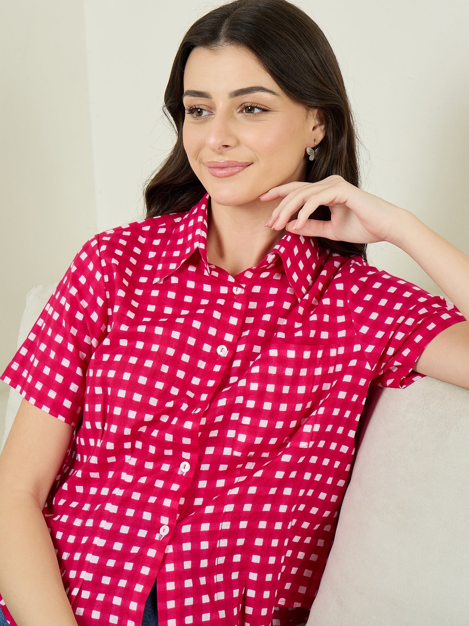 Cotton Half Sleeve Fitted Shirt