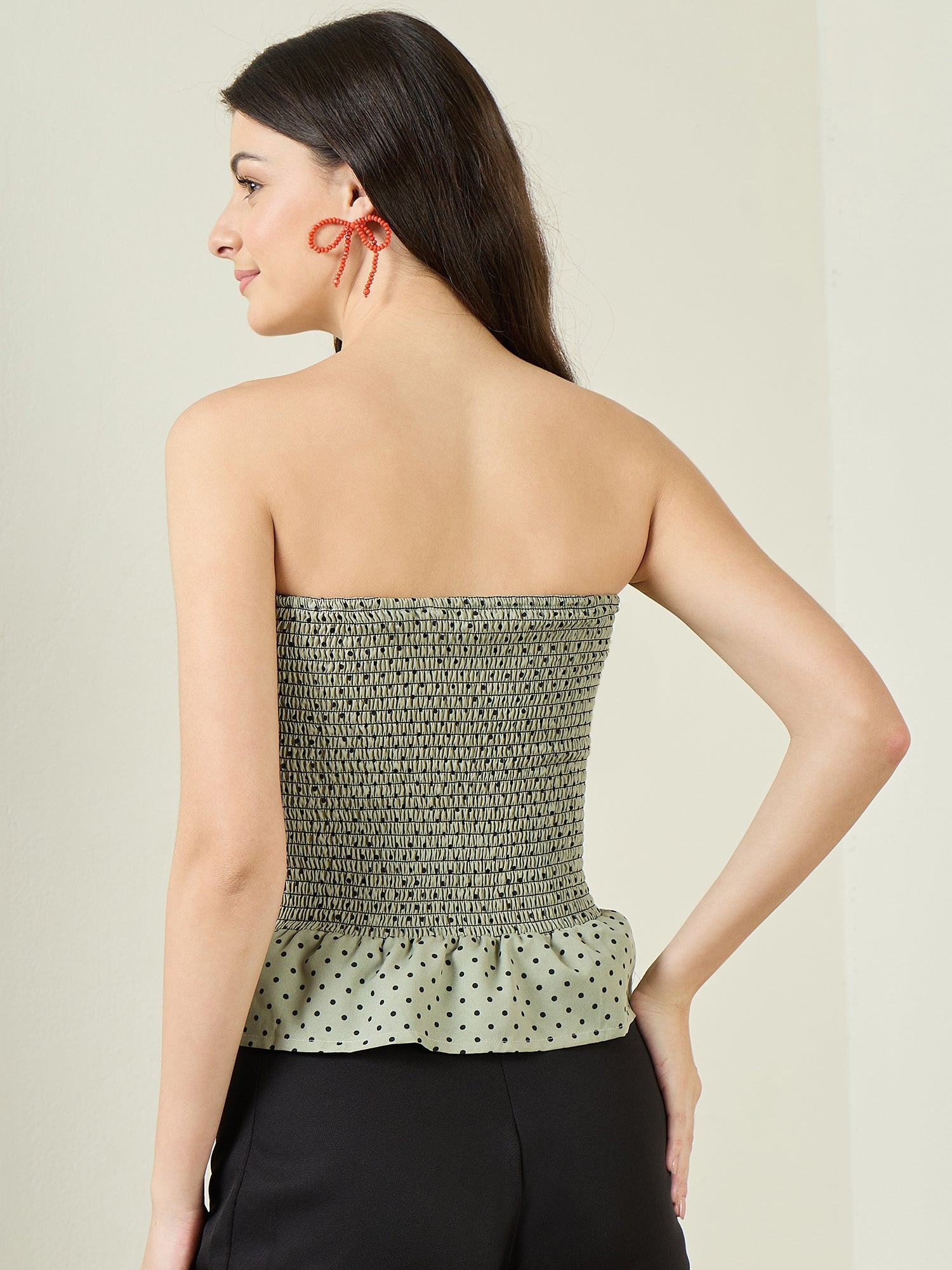 Smocked Bandeau Asymmetrical Top