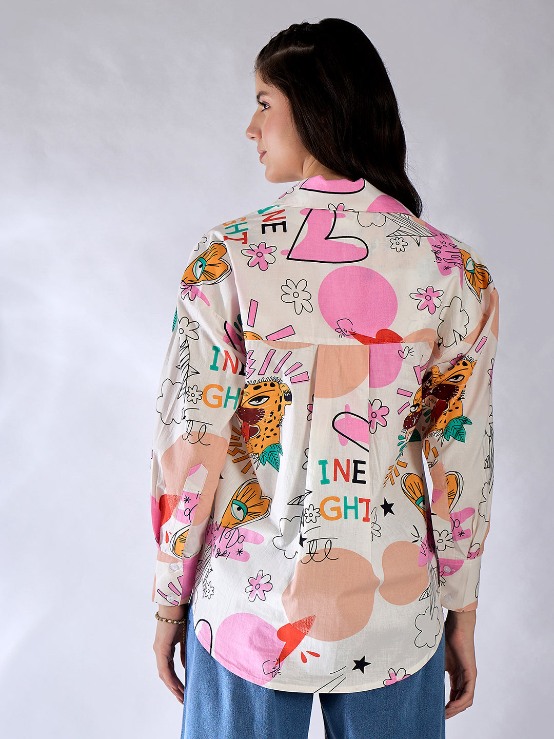 Printed Asymmetrical Cotton Shirt