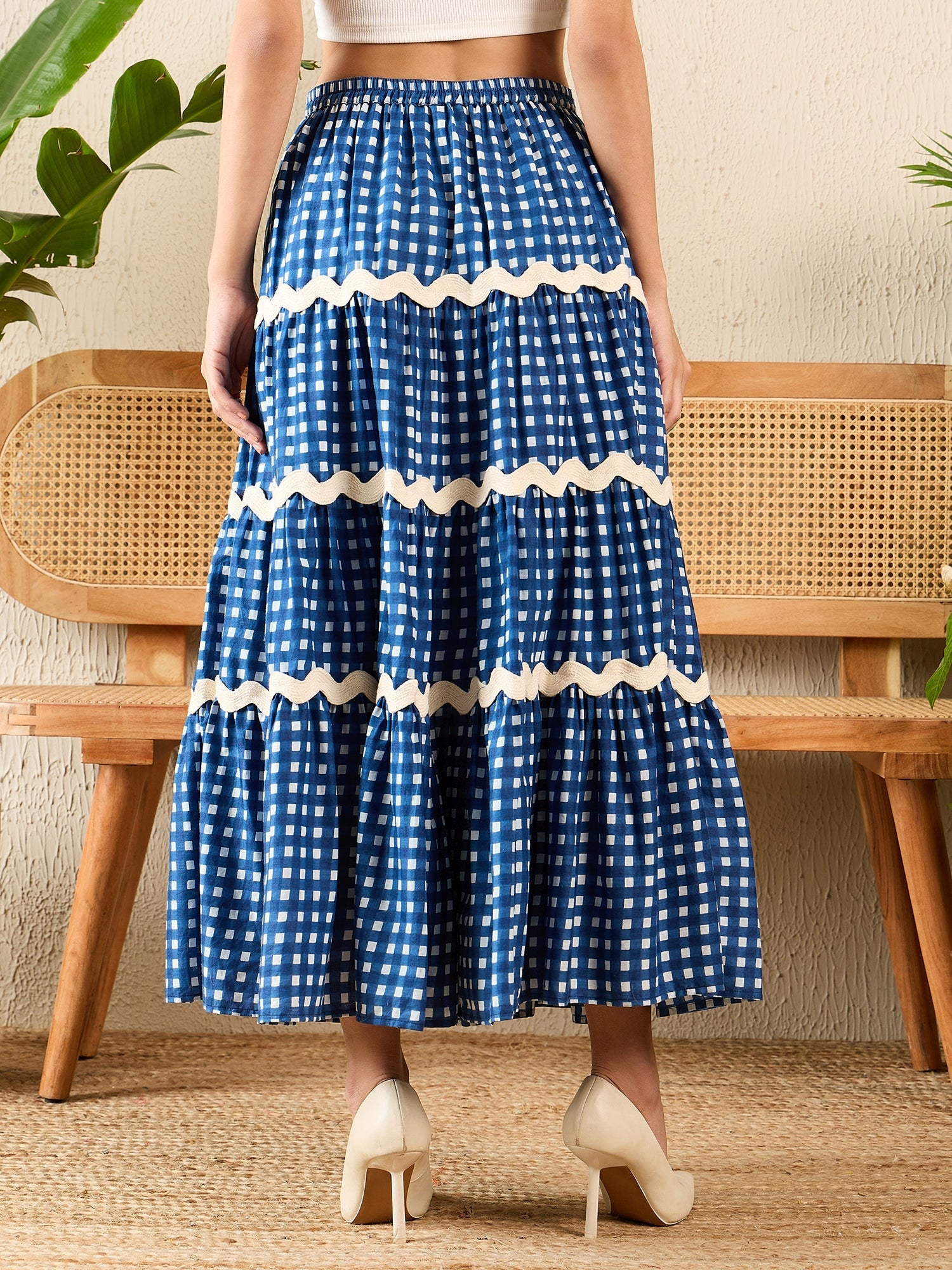 Ric-Rac Cotton Tiered Maxi Skirt