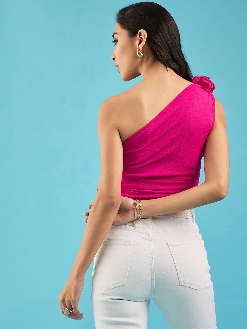 One-Shoulder Rose Top