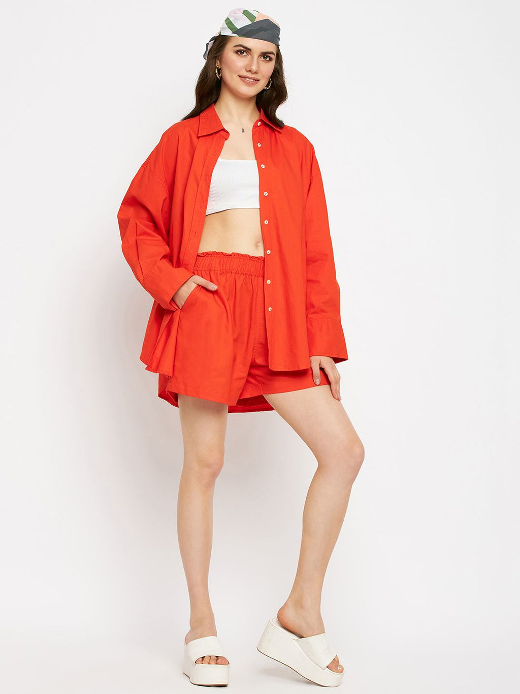 Cotton Two Piece Shorts and Shirt Set
