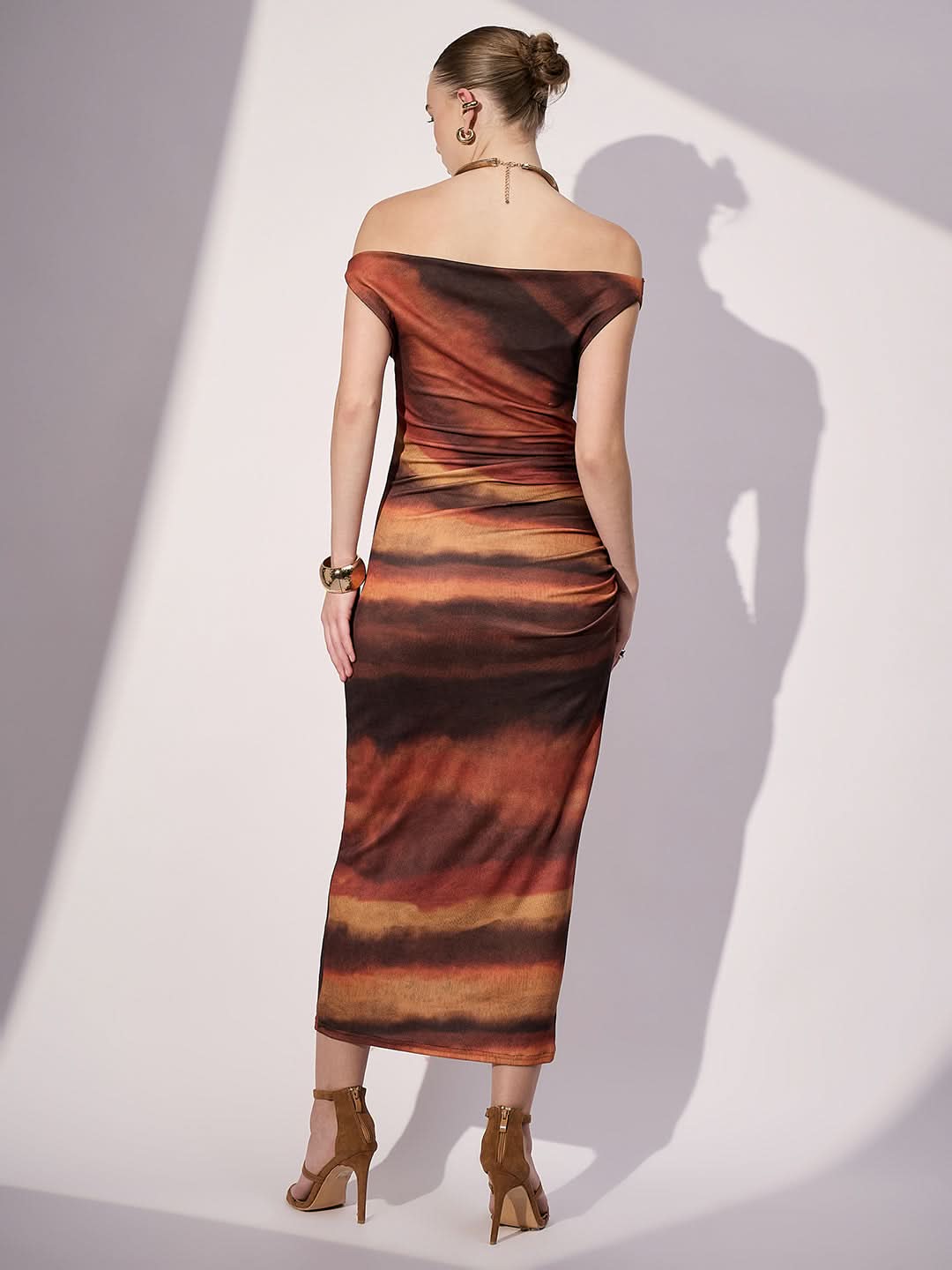 Stretchable Off-Shoulder Drape Dress