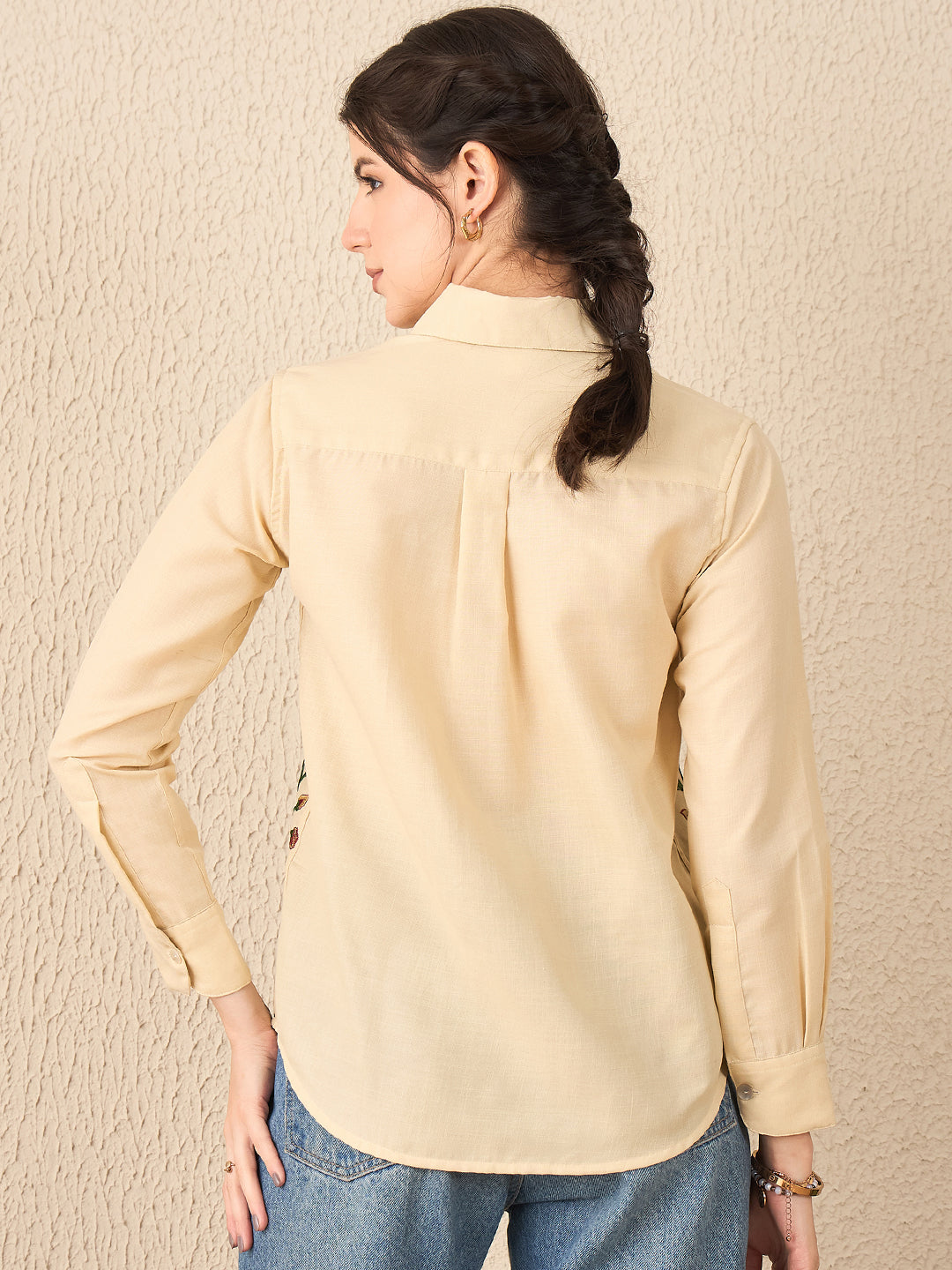 Floral Embroidered Linen Shirt