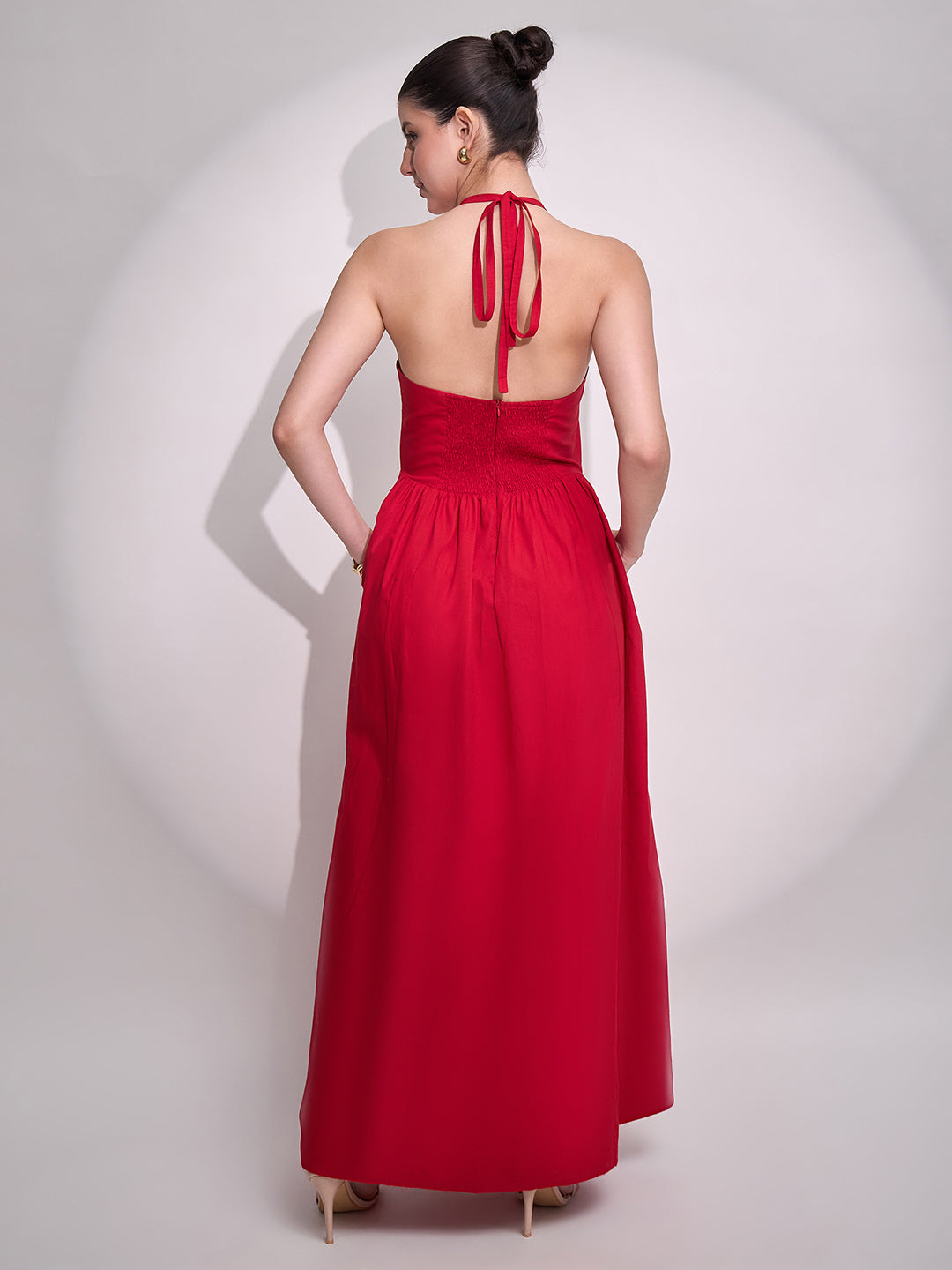 Halter Neck Cotton Maxi Dress