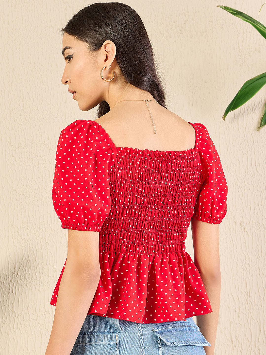 Smocked Peplum Top