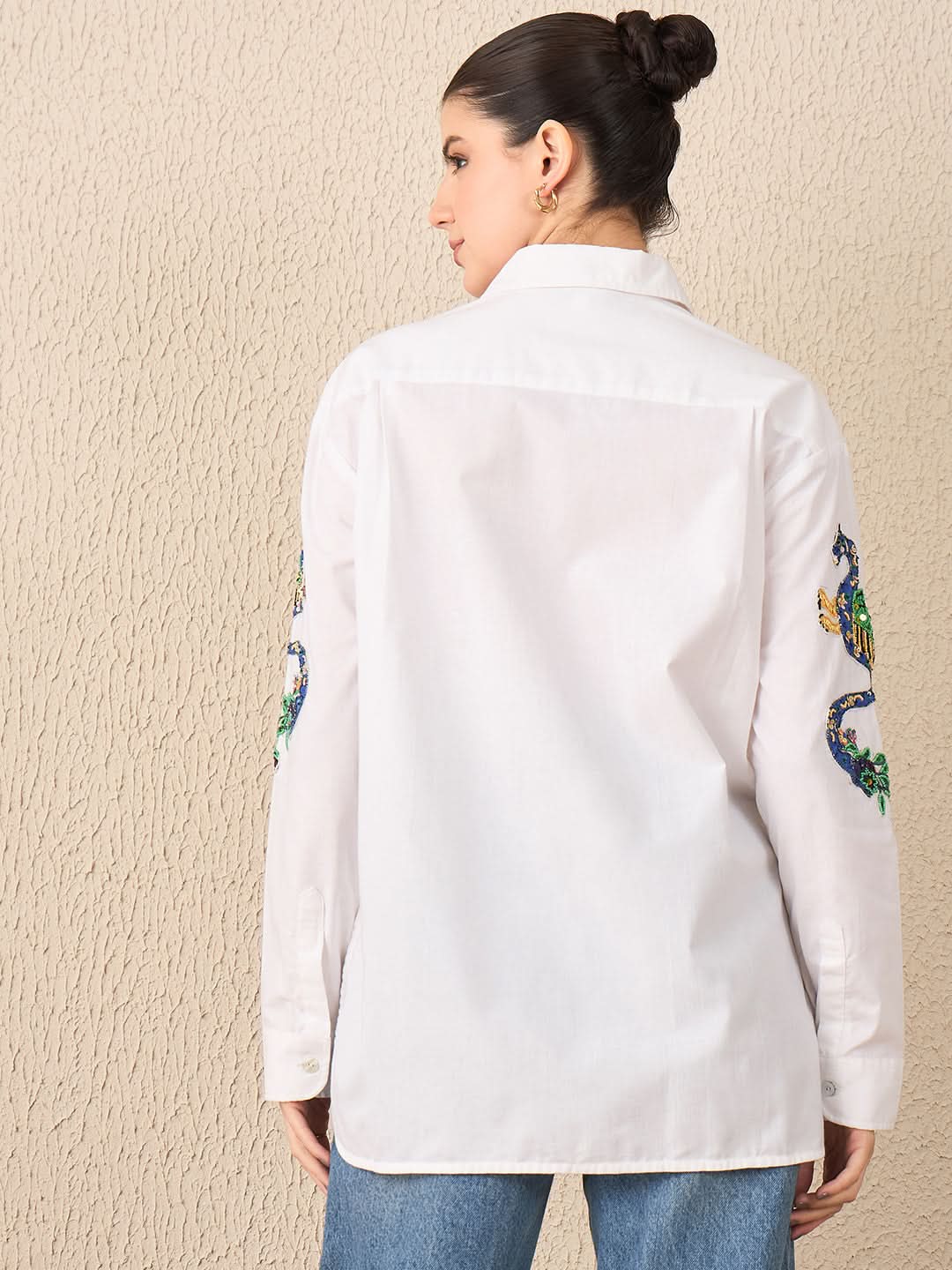 Sun & Dragon Applique Cotton Shirt
