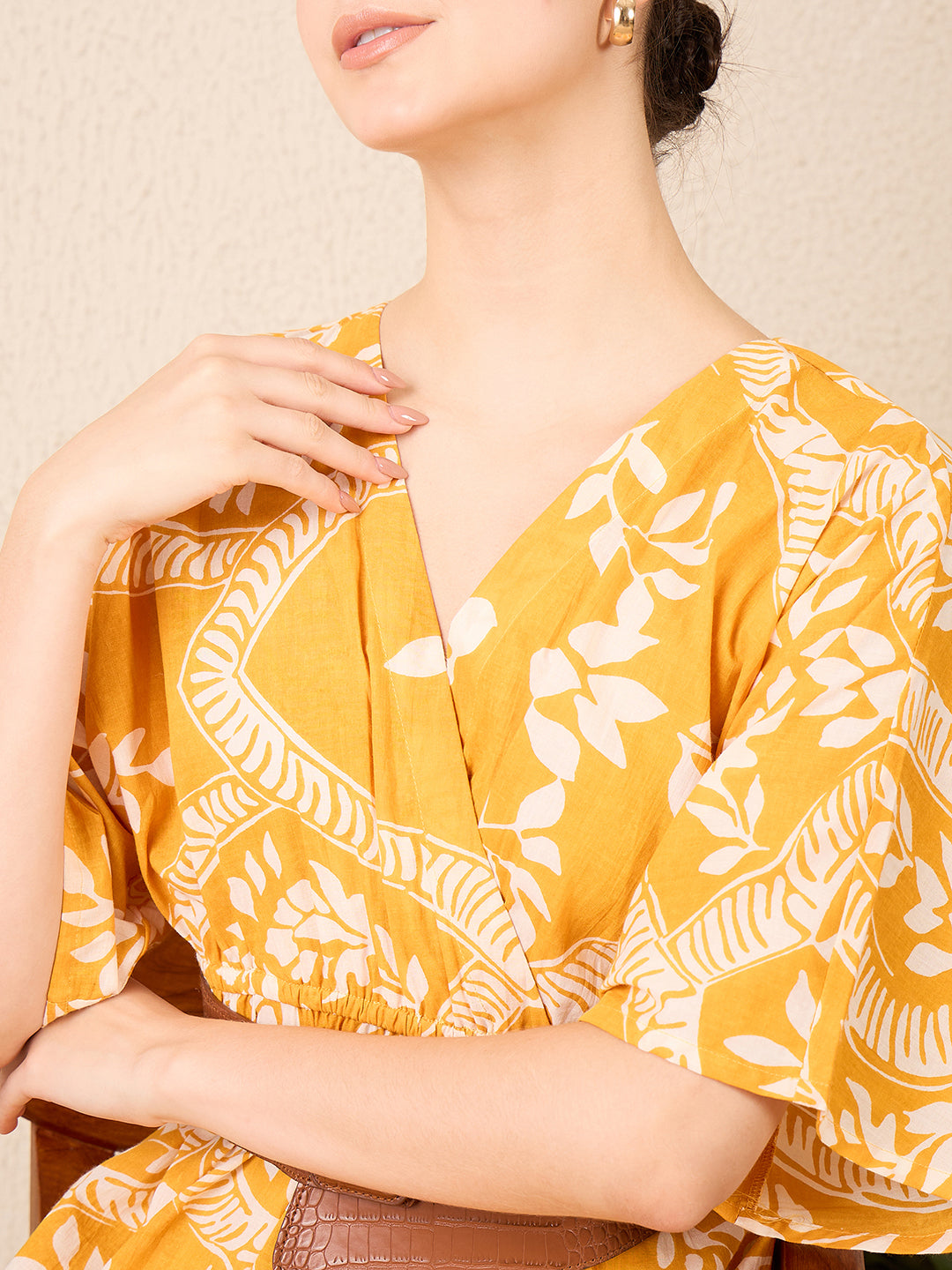 V-neck Cotton Midi Dress