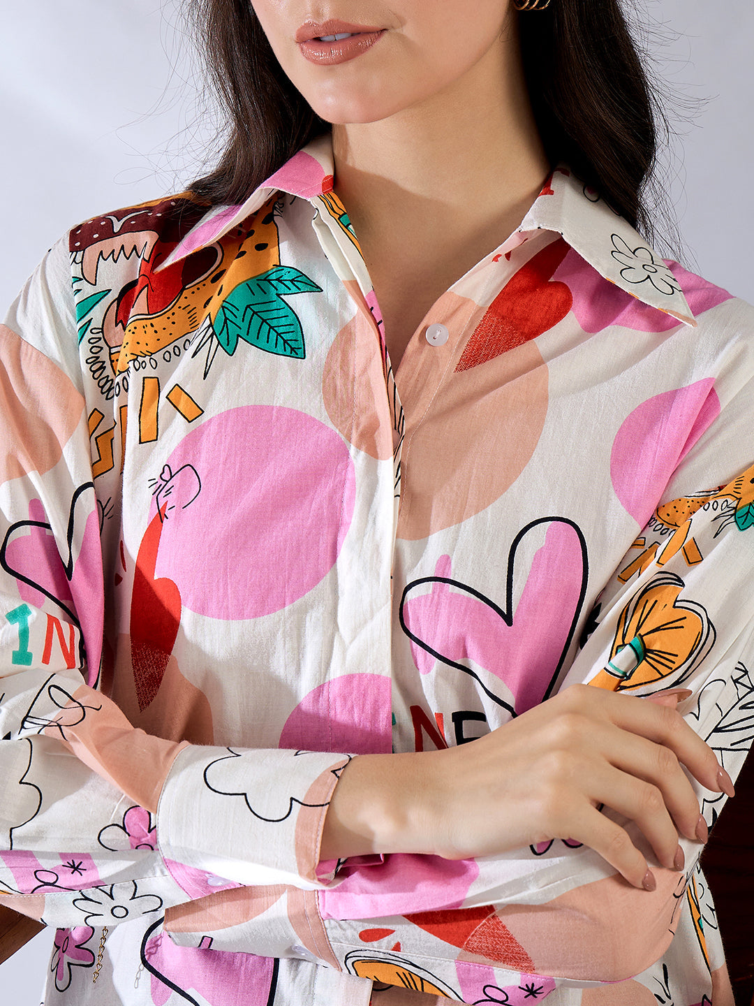 Printed Asymmetrical Cotton Shirt