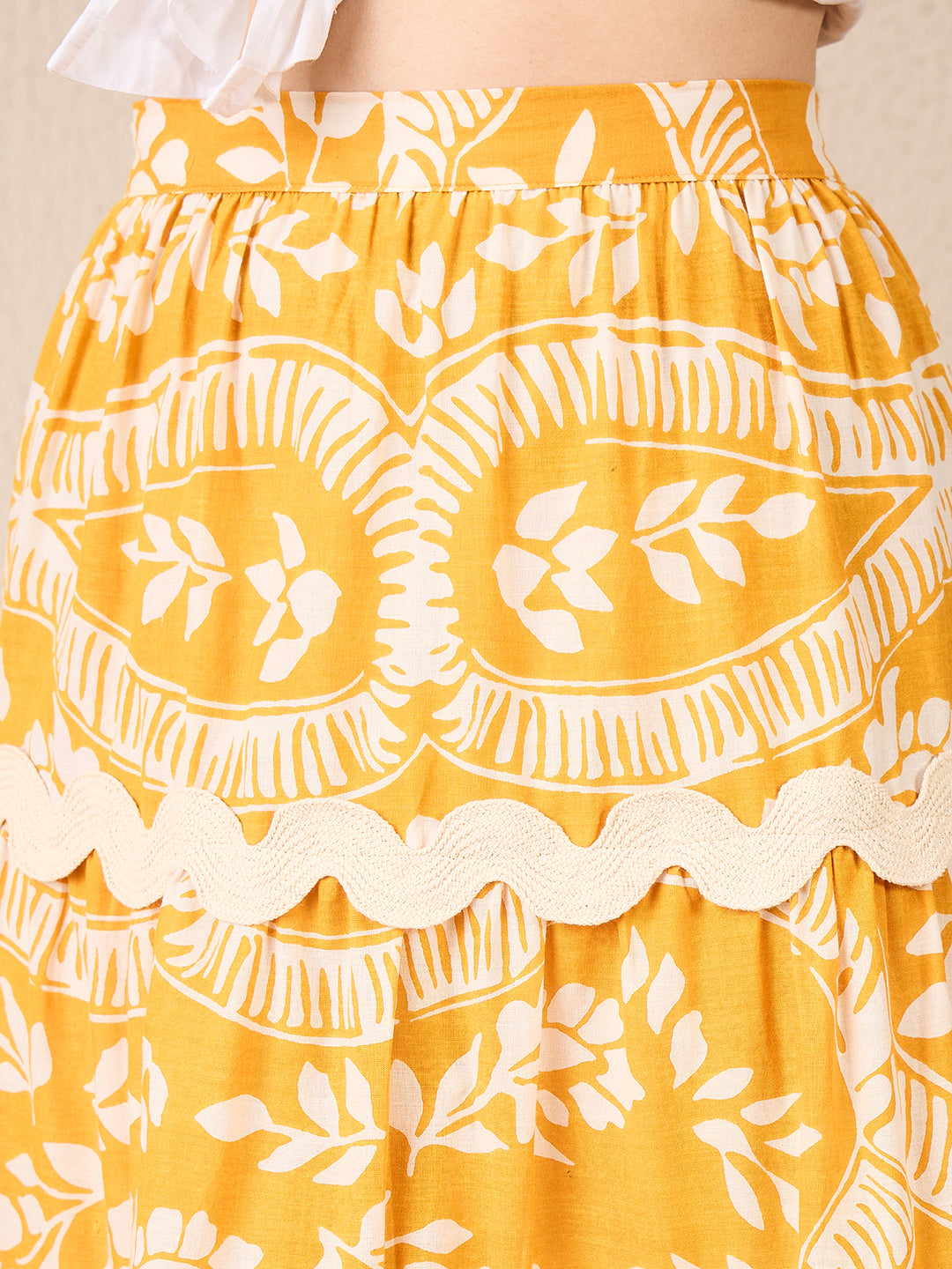 Ric-Rac Cotton Tiered Maxi Skirt