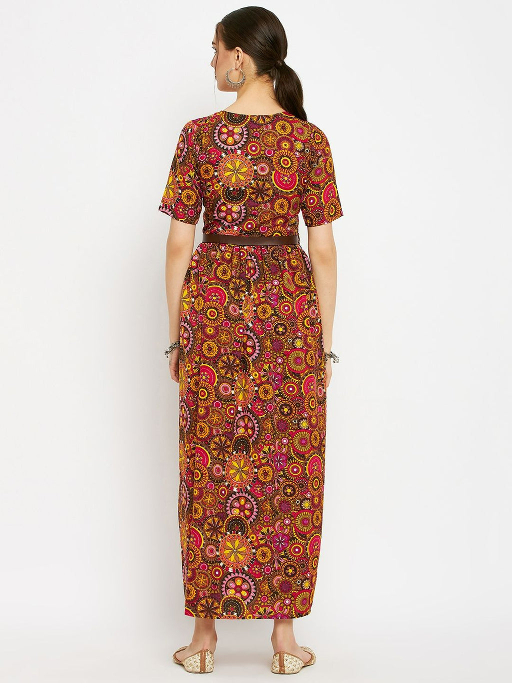 Printed Maxi Dress with Belt