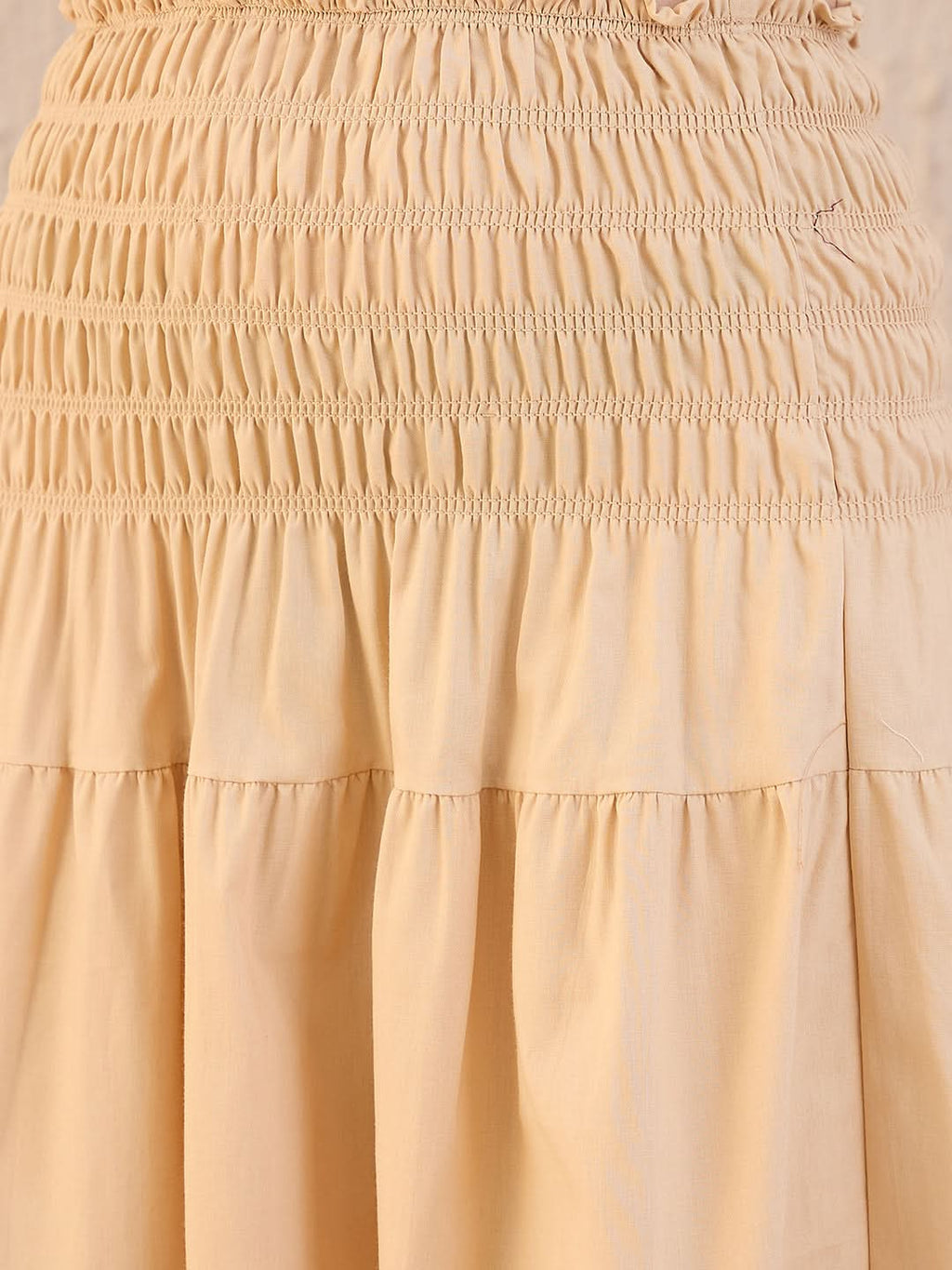 Smocked High-waist Cotton Midi Skirt