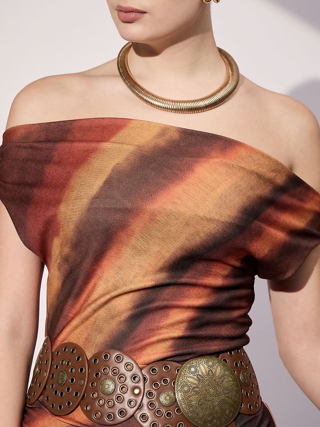 Stretchable Off-Shoulder Drape Dress