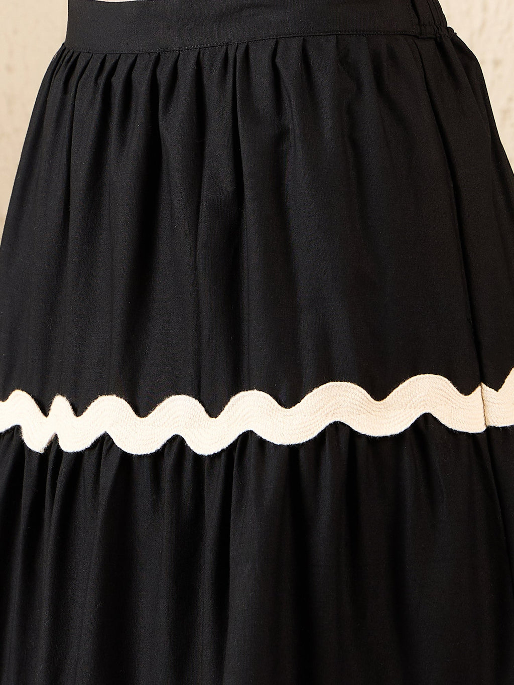 Ric-Rac Cotton Tiered Maxi Skirt