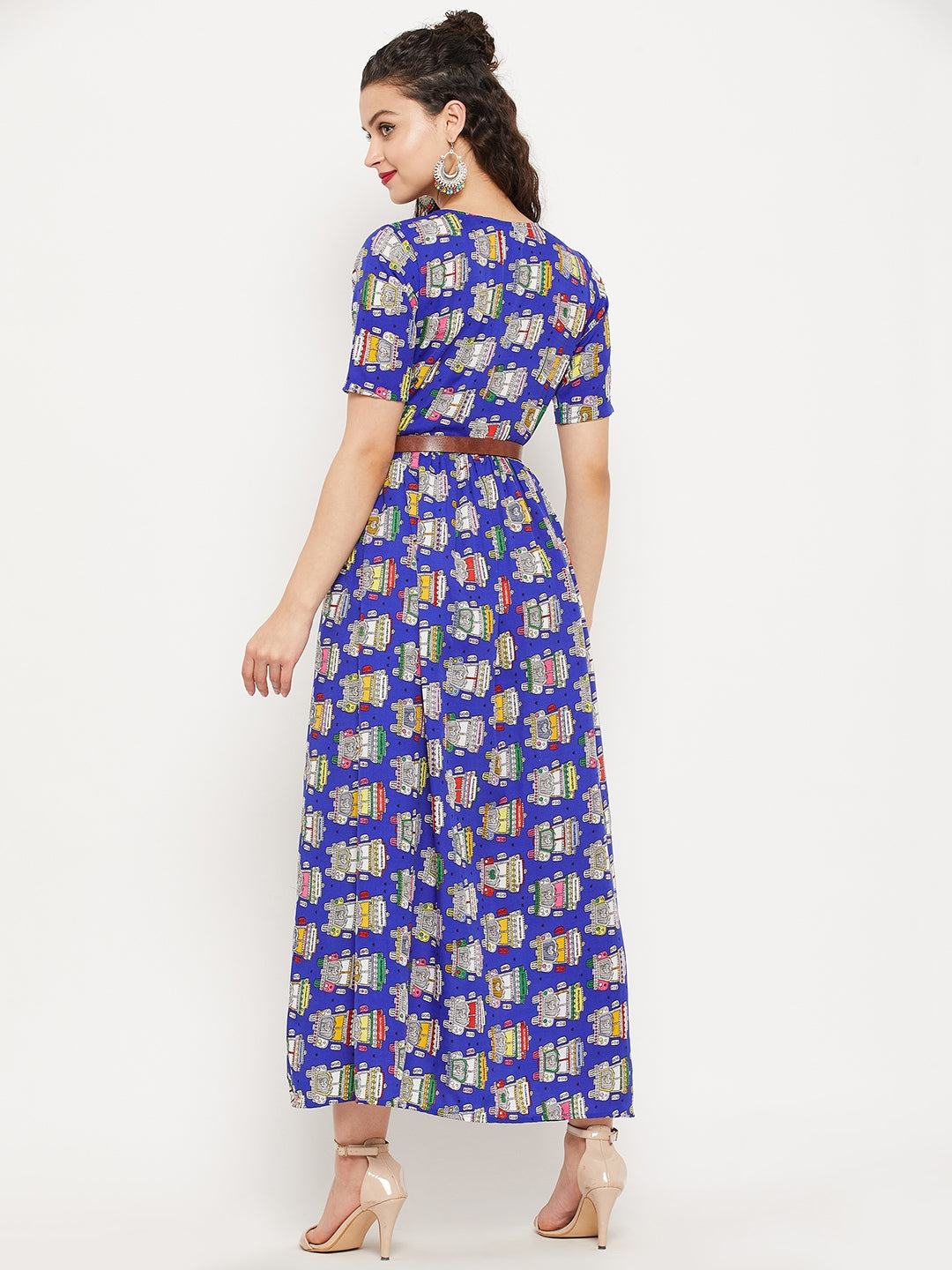 Printed Maxi Dress with Belt