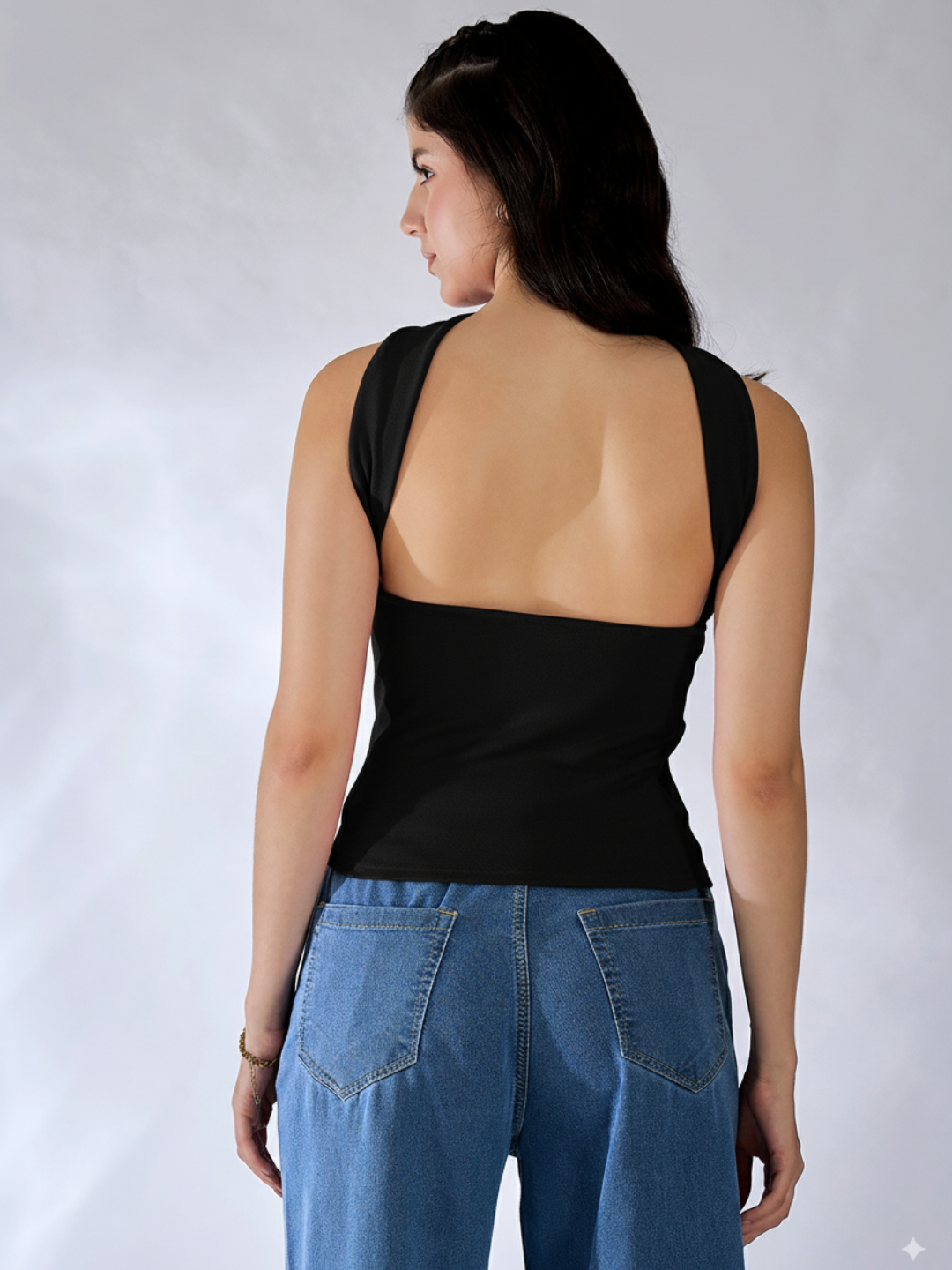 Stretchable Strapless Scarf Neck Top