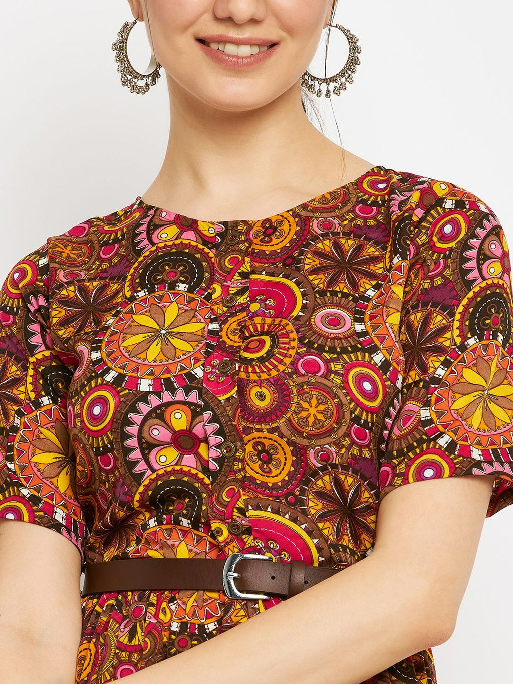 Printed Maxi Dress with Belt