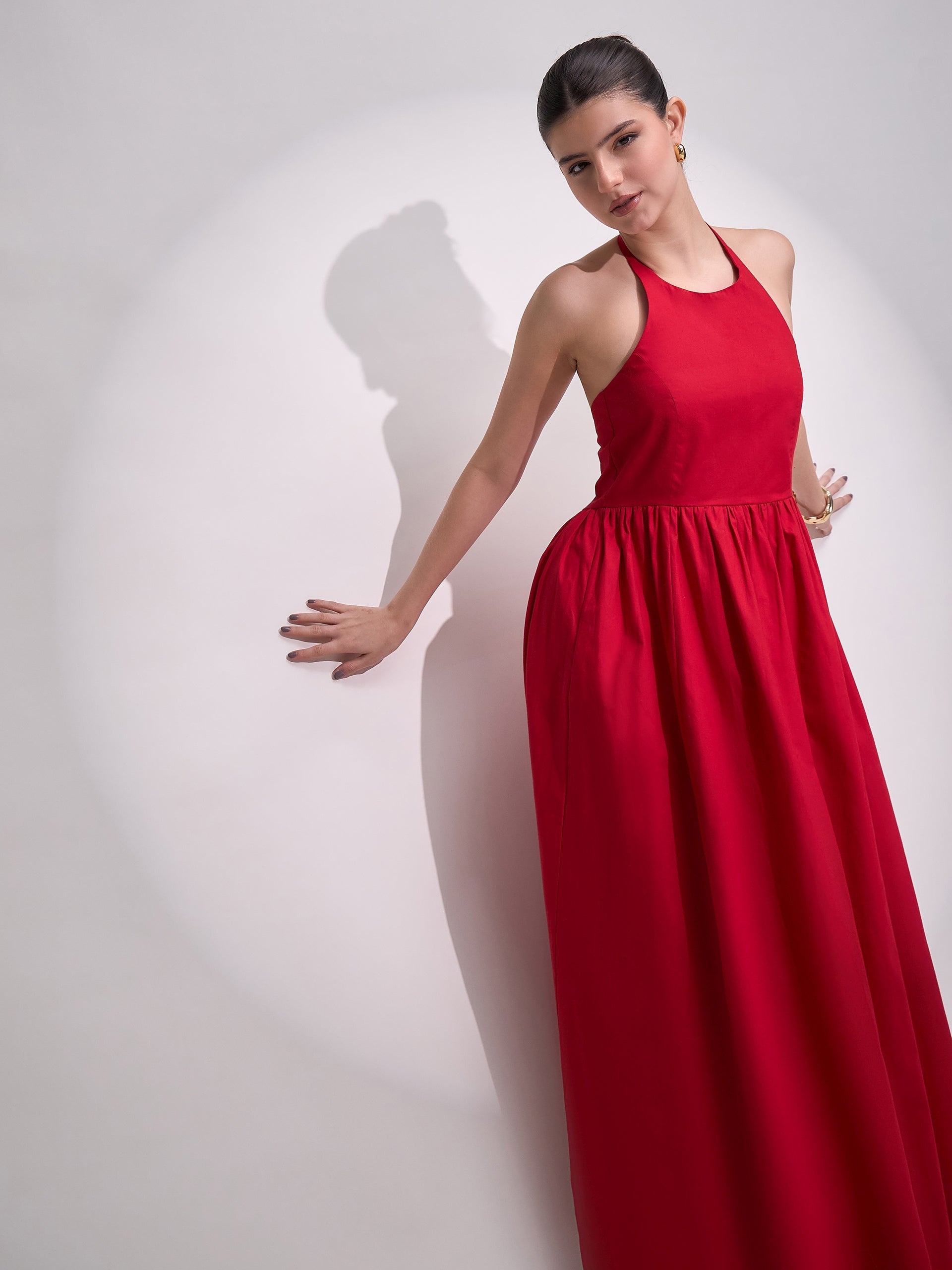 Halter Neck Cotton Maxi Dress