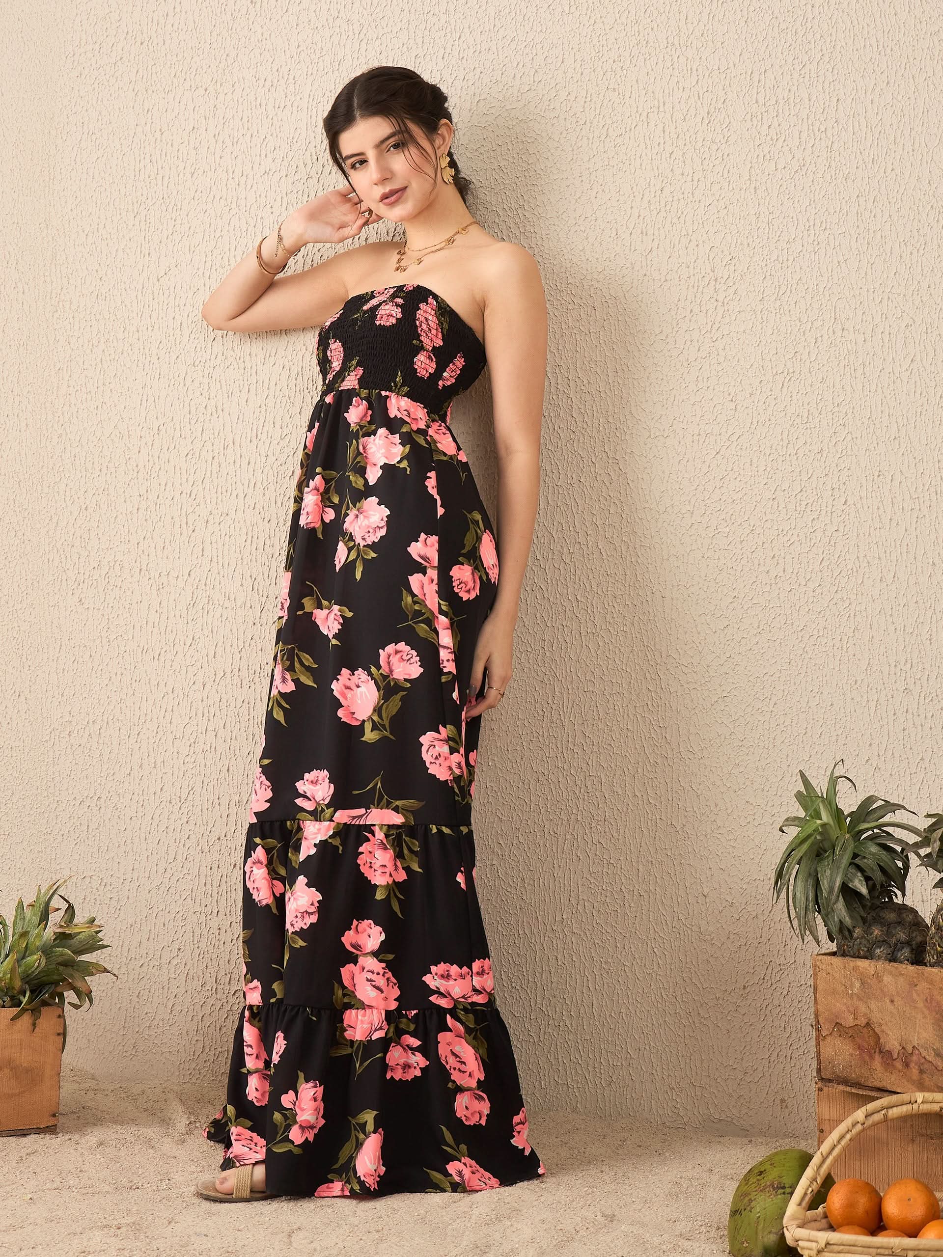 Strapless Smocked Maxi Dress