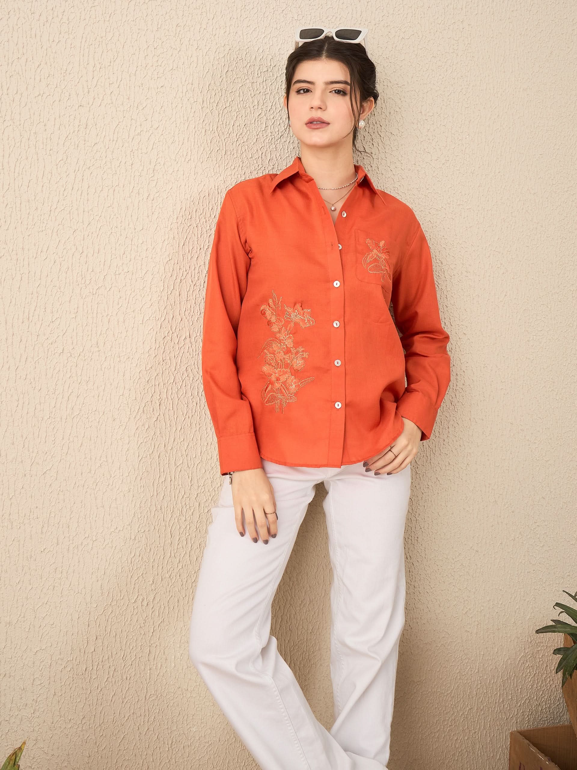 Embroidered  Linen Shirt