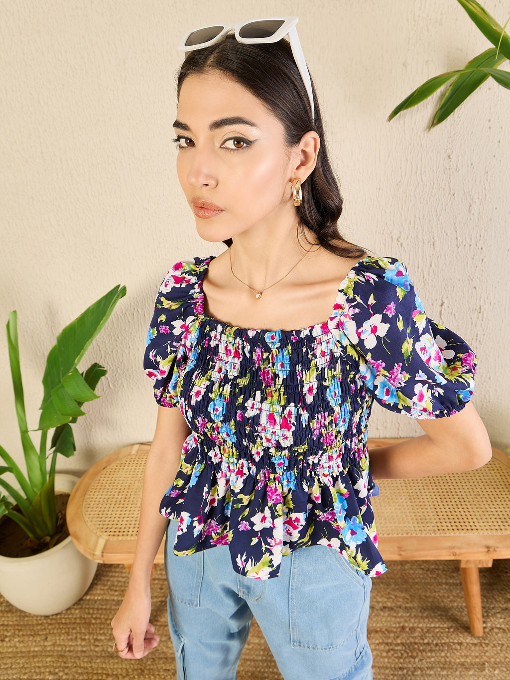 Smocked Peplum Top