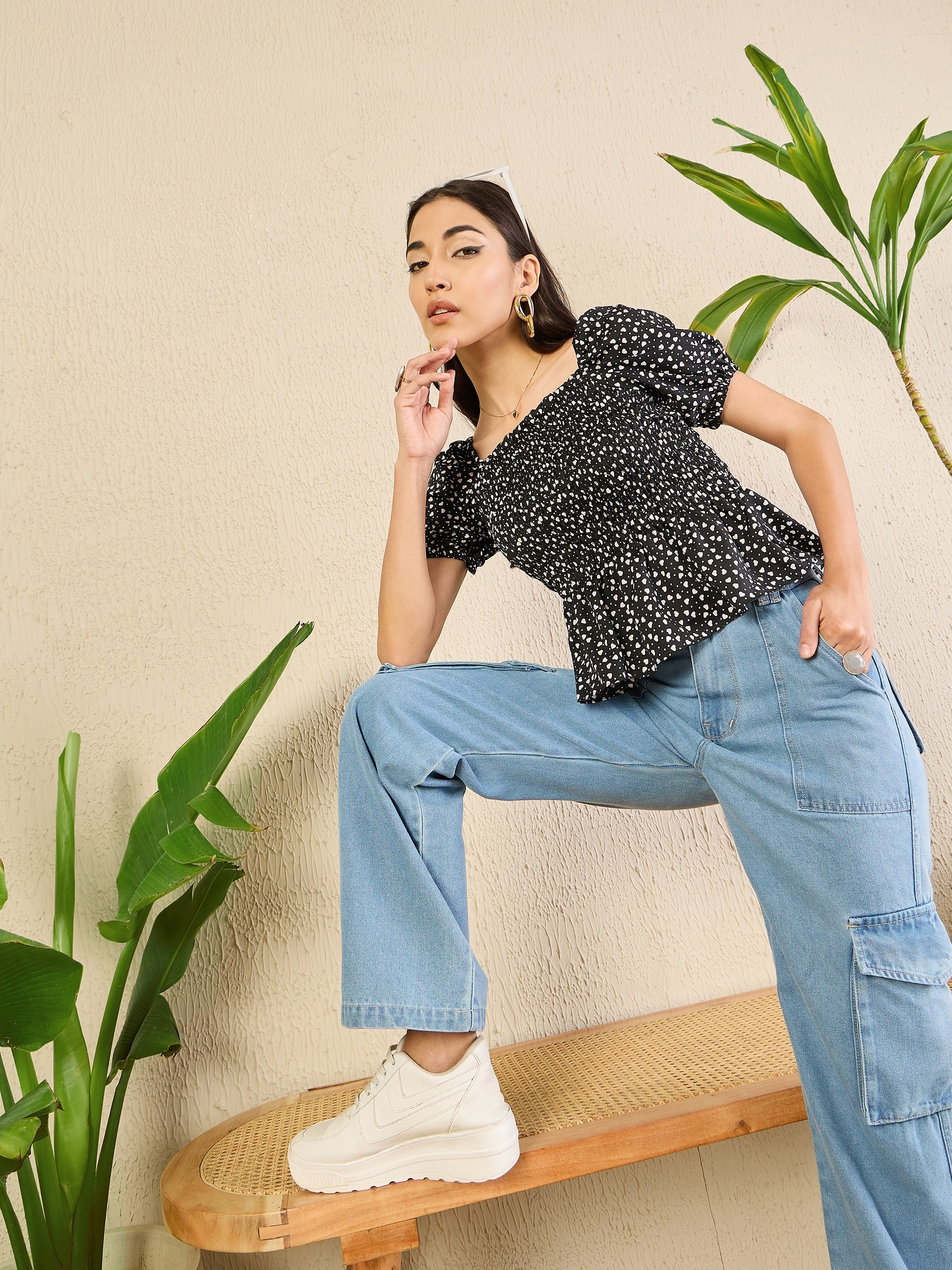 Smocked Peplum Top