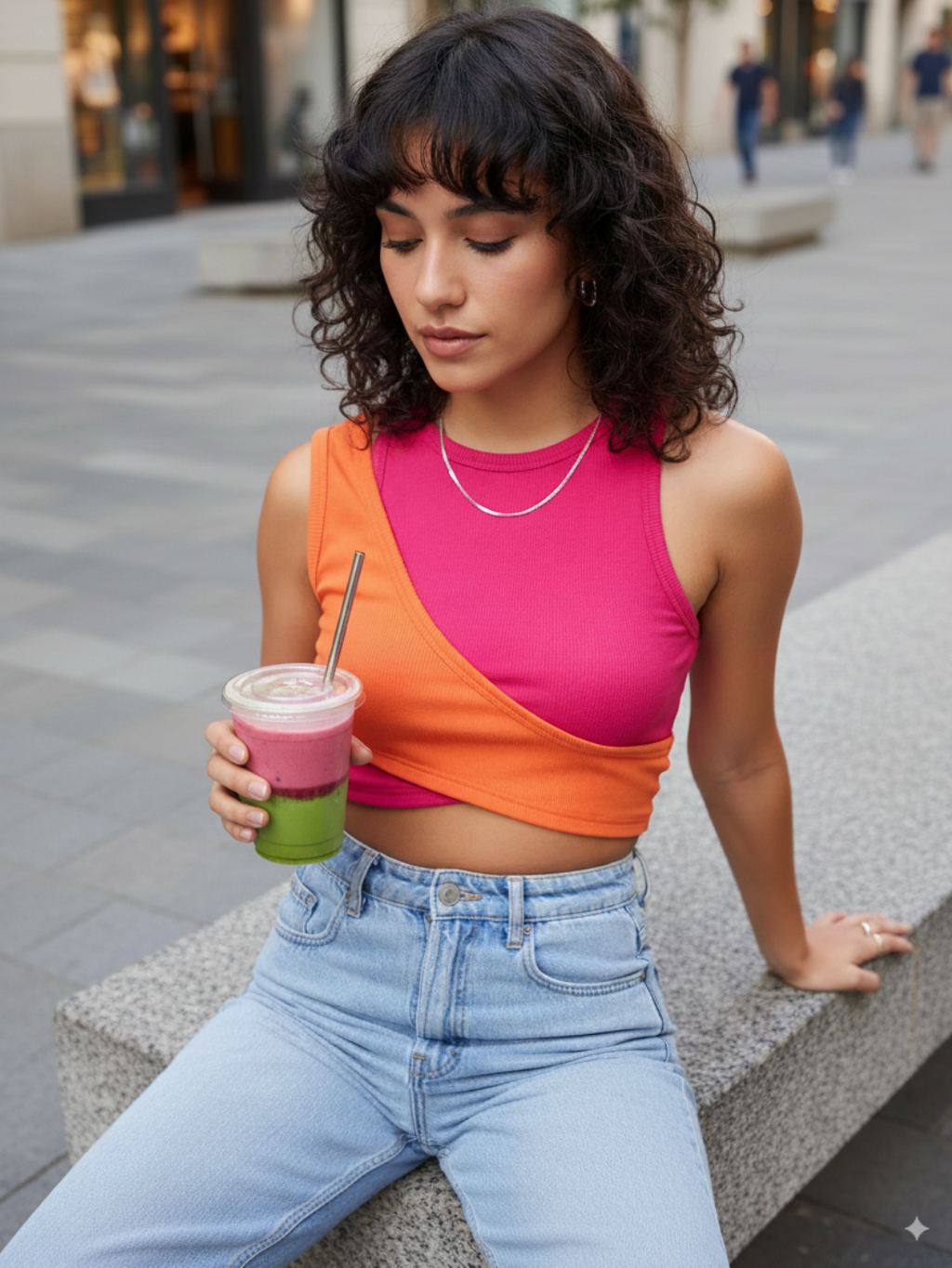 Stretchable Dual Panelled Ribbed Top - Uptownie