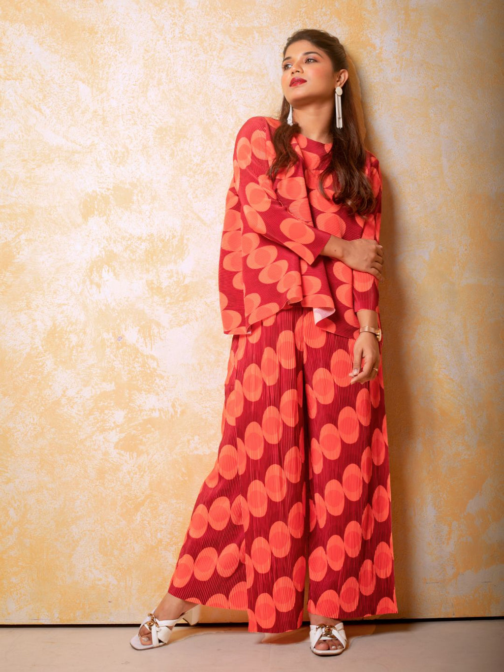 Pleated Pants with a Front Drape