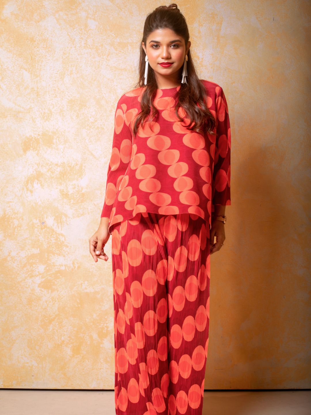 Pleated Pants with a Front Drape