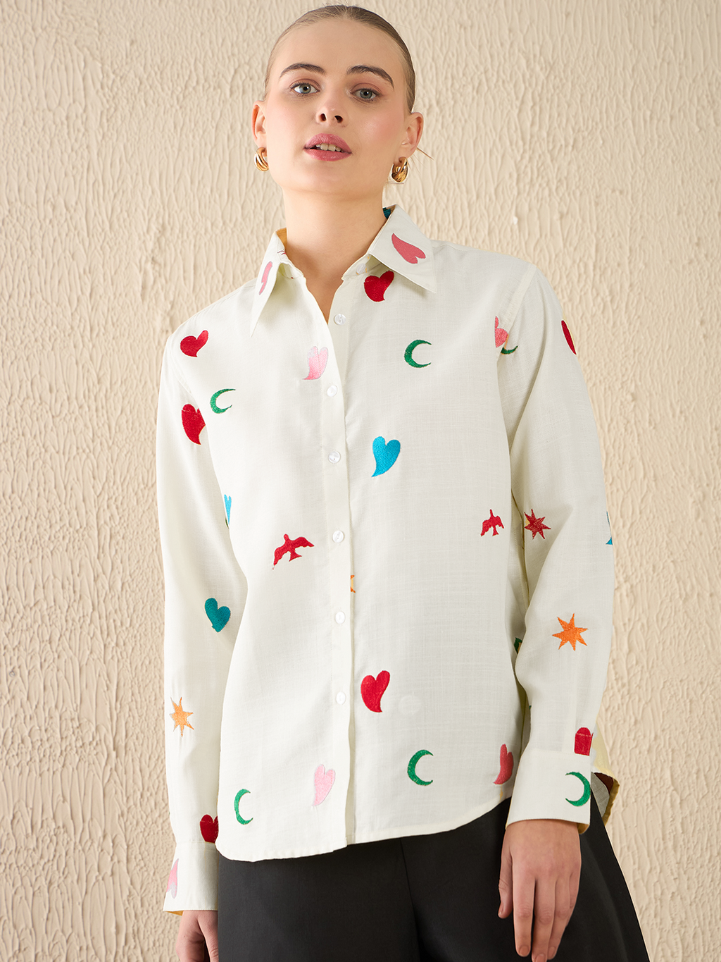 All Over Embroidered Linen Shirt