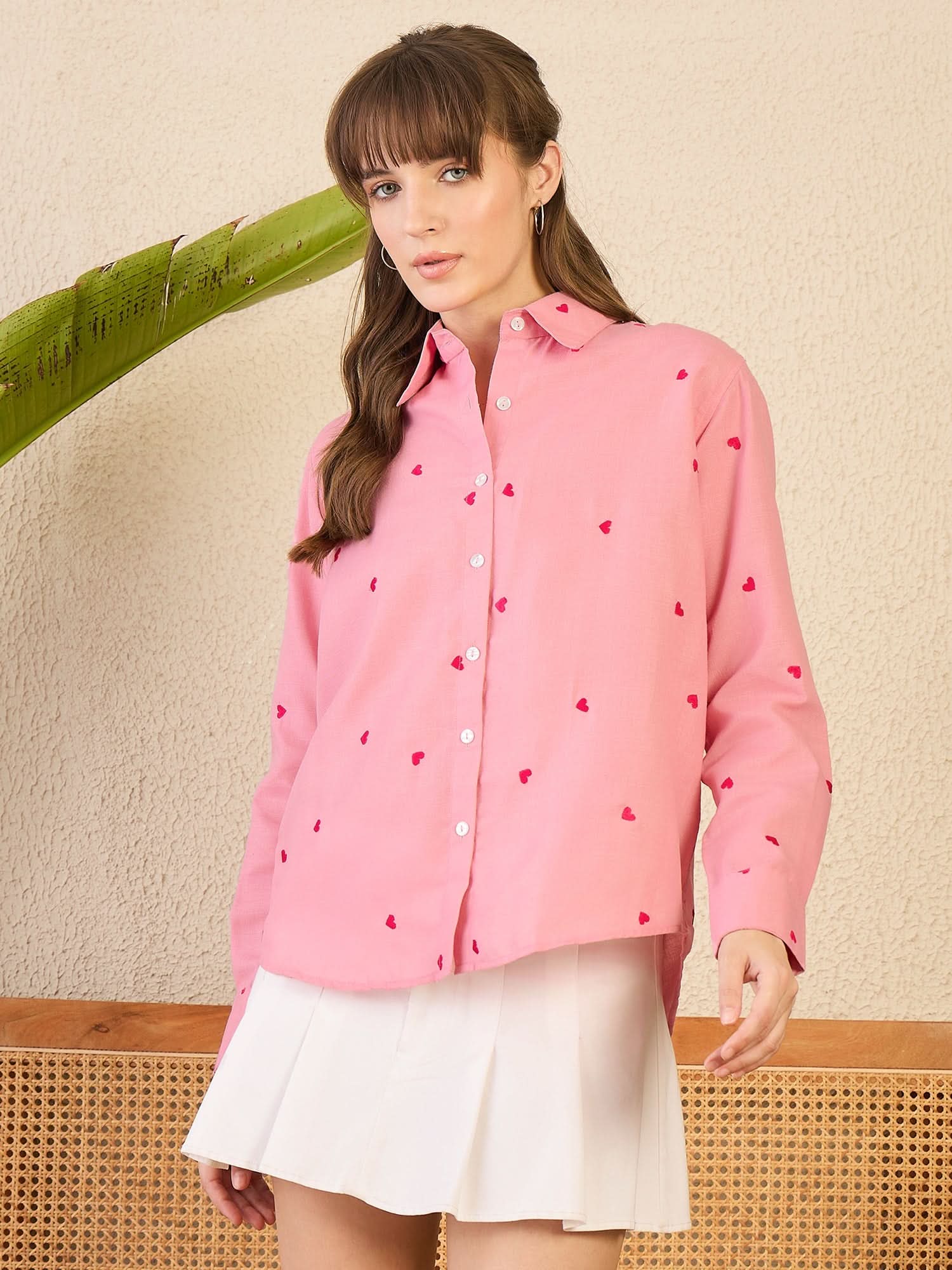 All Over Embroidered Linen Shirt