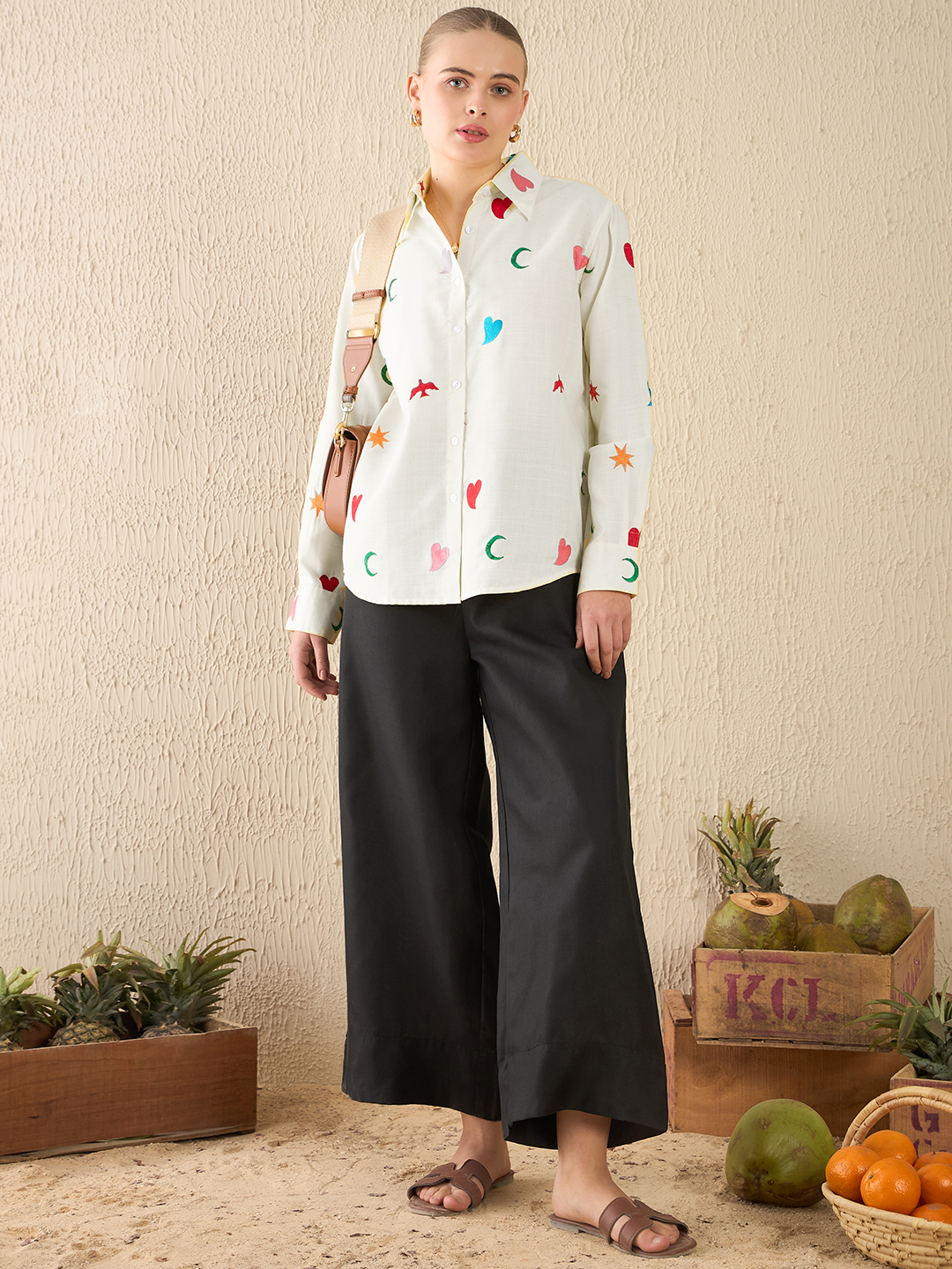 All Over Embroidered Linen Shirt