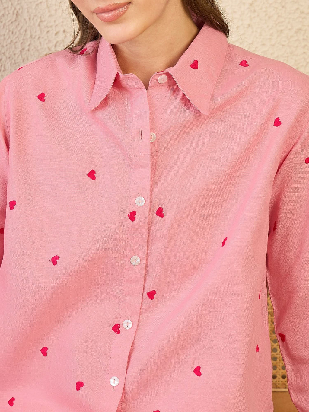 All Over Embroidered Linen Shirt